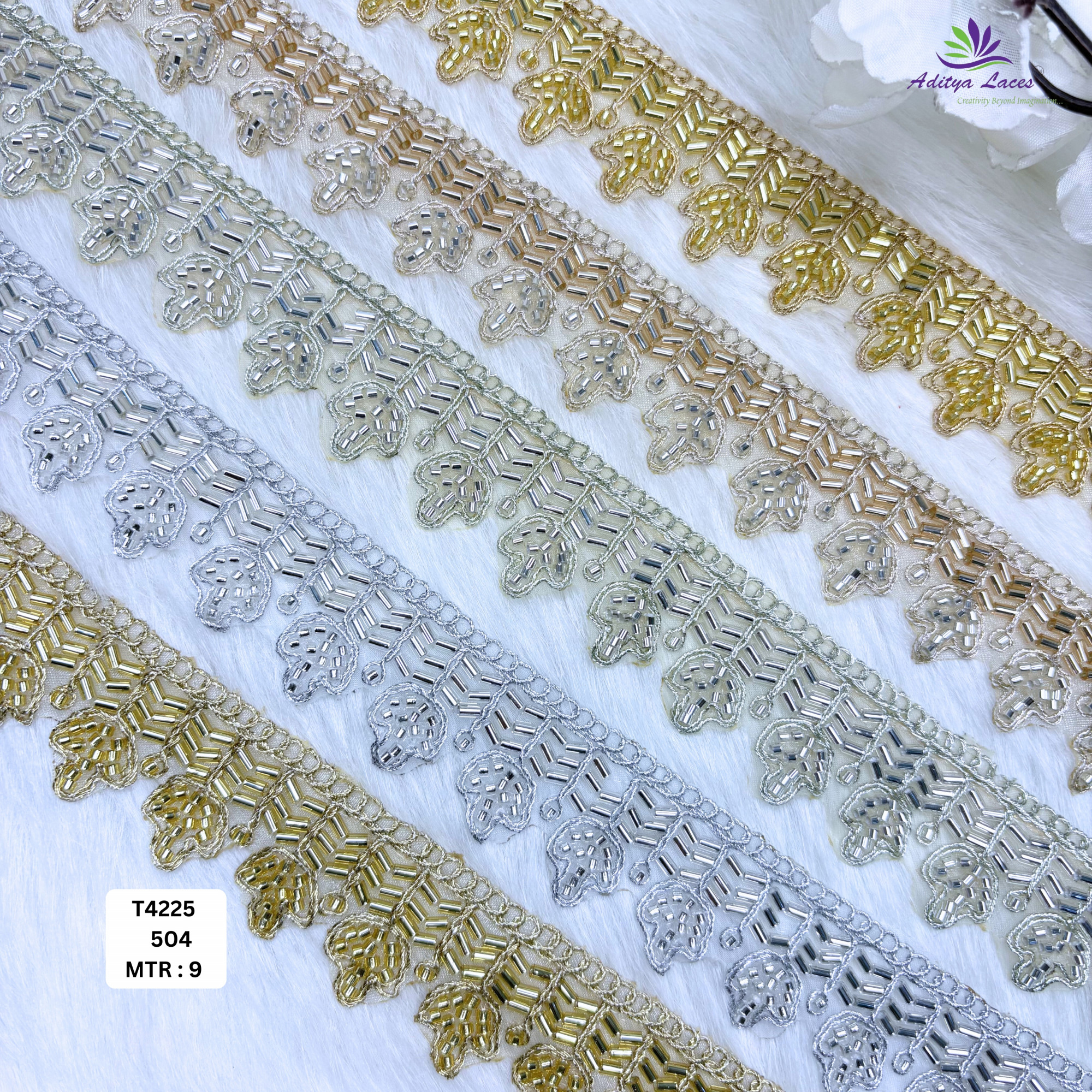 Luxury Decorative Pearl Lace Trim for Ethnic Dresses