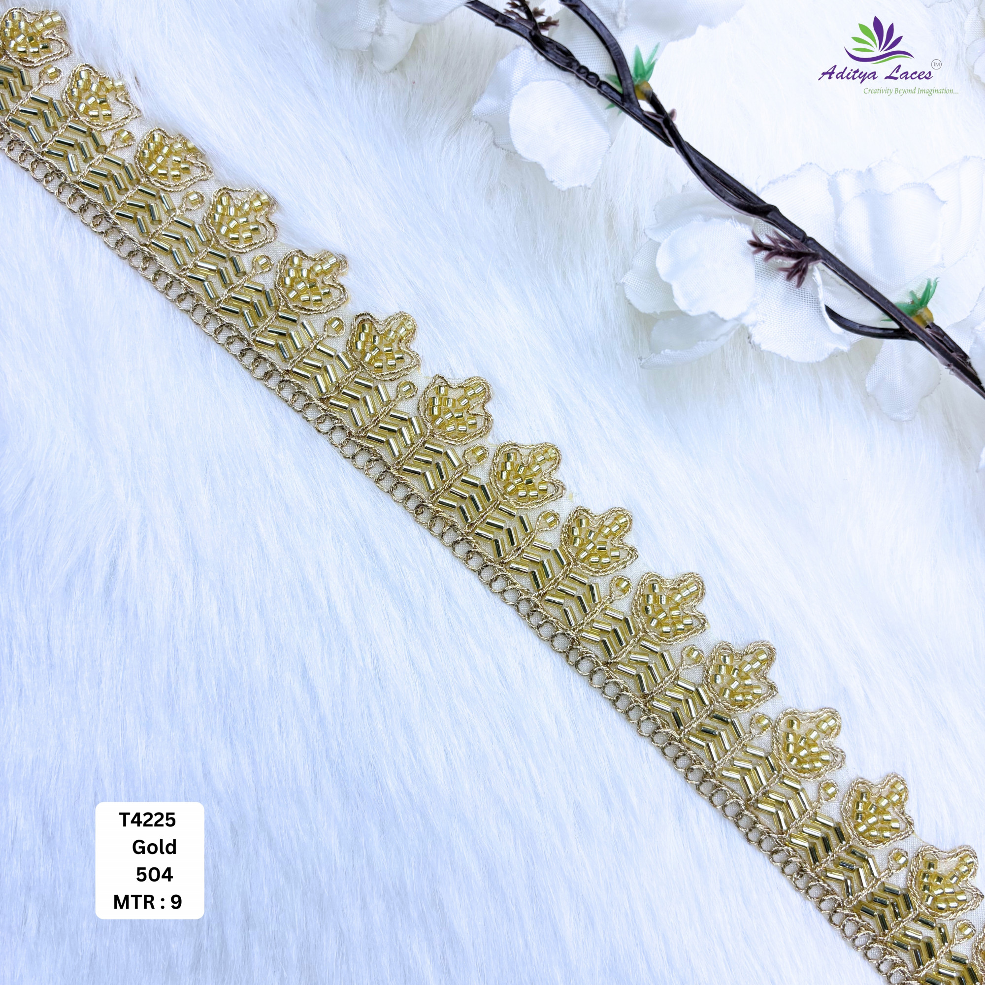 Luxury Decorative Pearl Lace Trim for Ethnic Dresses