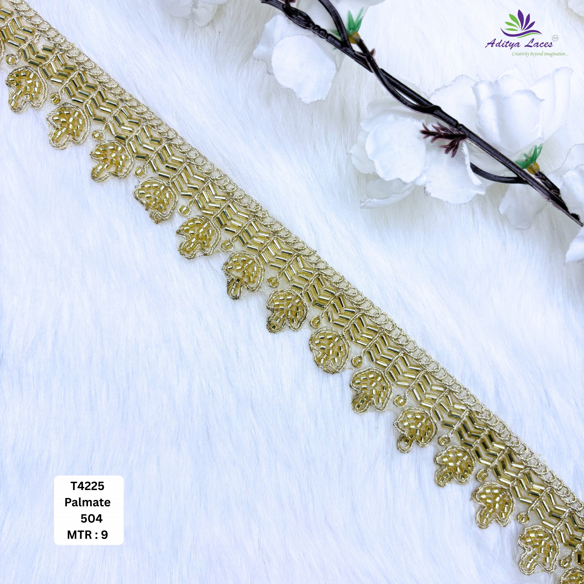 Luxury Decorative Pearl Lace Trim for Ethnic Dresses
