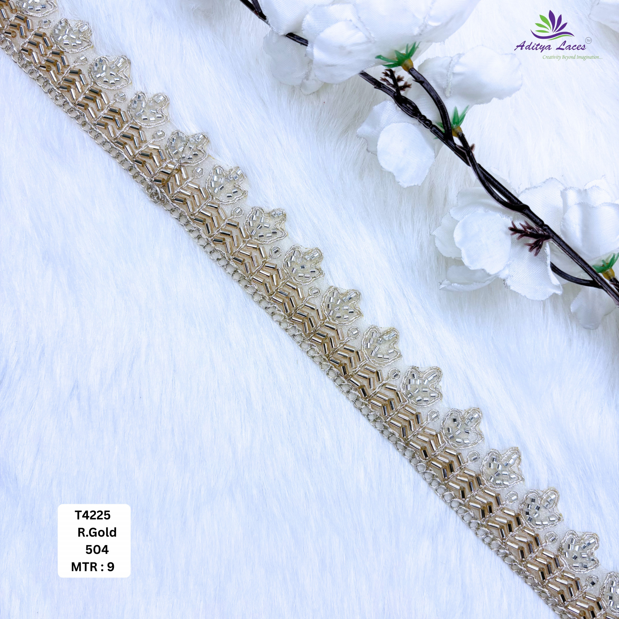 Luxury Decorative Pearl Lace Trim for Ethnic Dresses