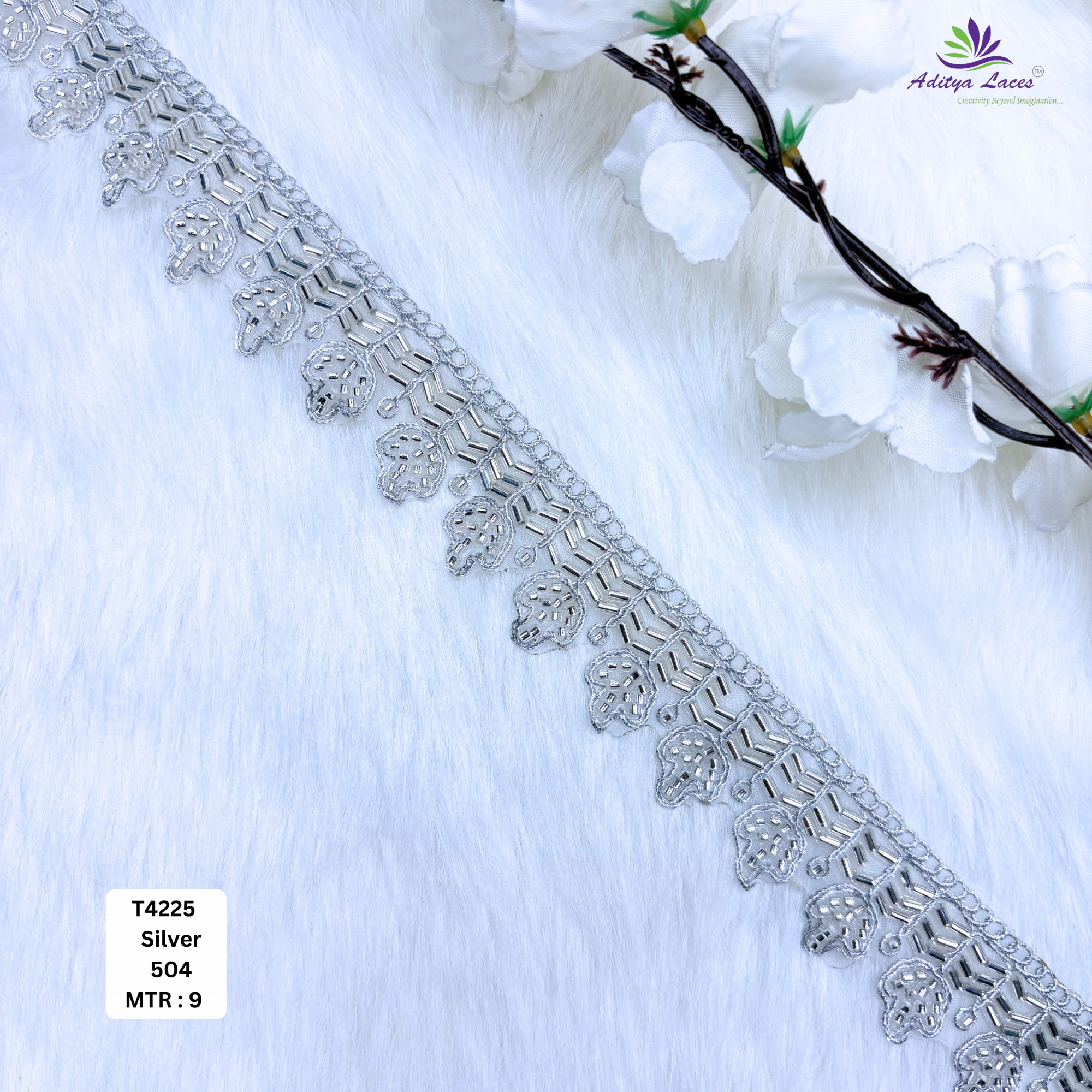 Luxury Decorative Pearl Lace Trim for Ethnic Dresses
