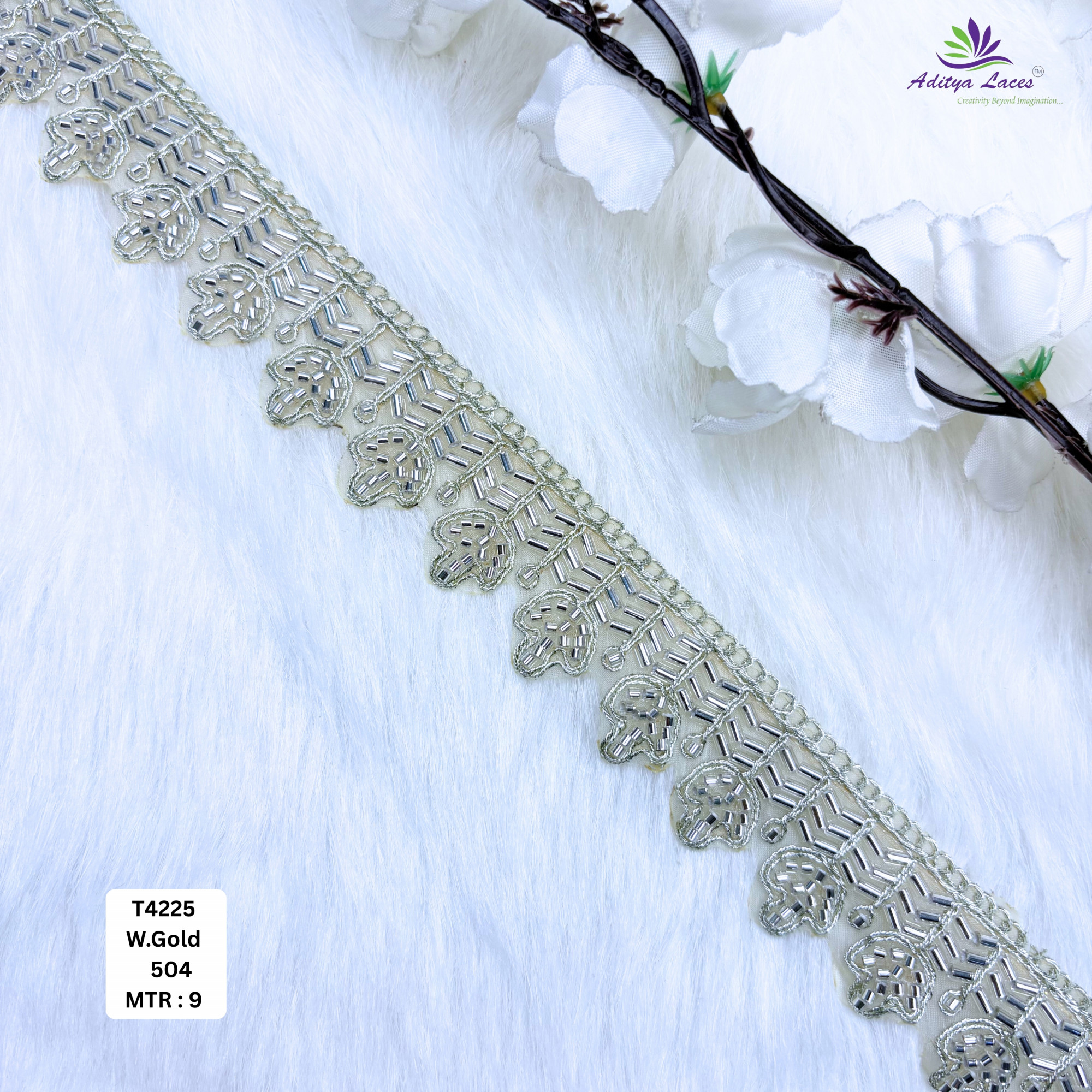 Luxury Decorative Pearl Lace Trim for Ethnic Dresses