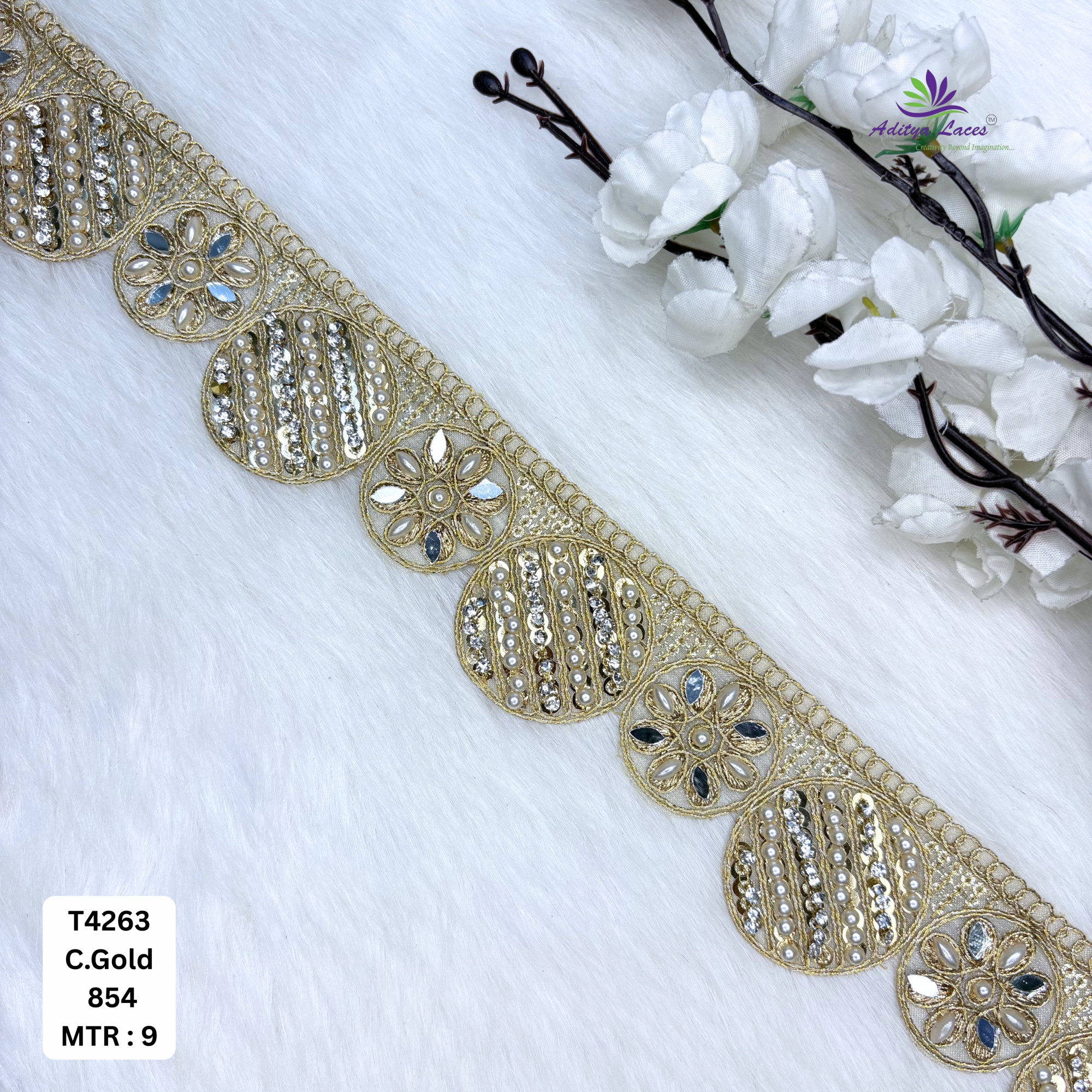 Royal Tissue Handwork Lace Border for Saree Bridal Ethnic Wear