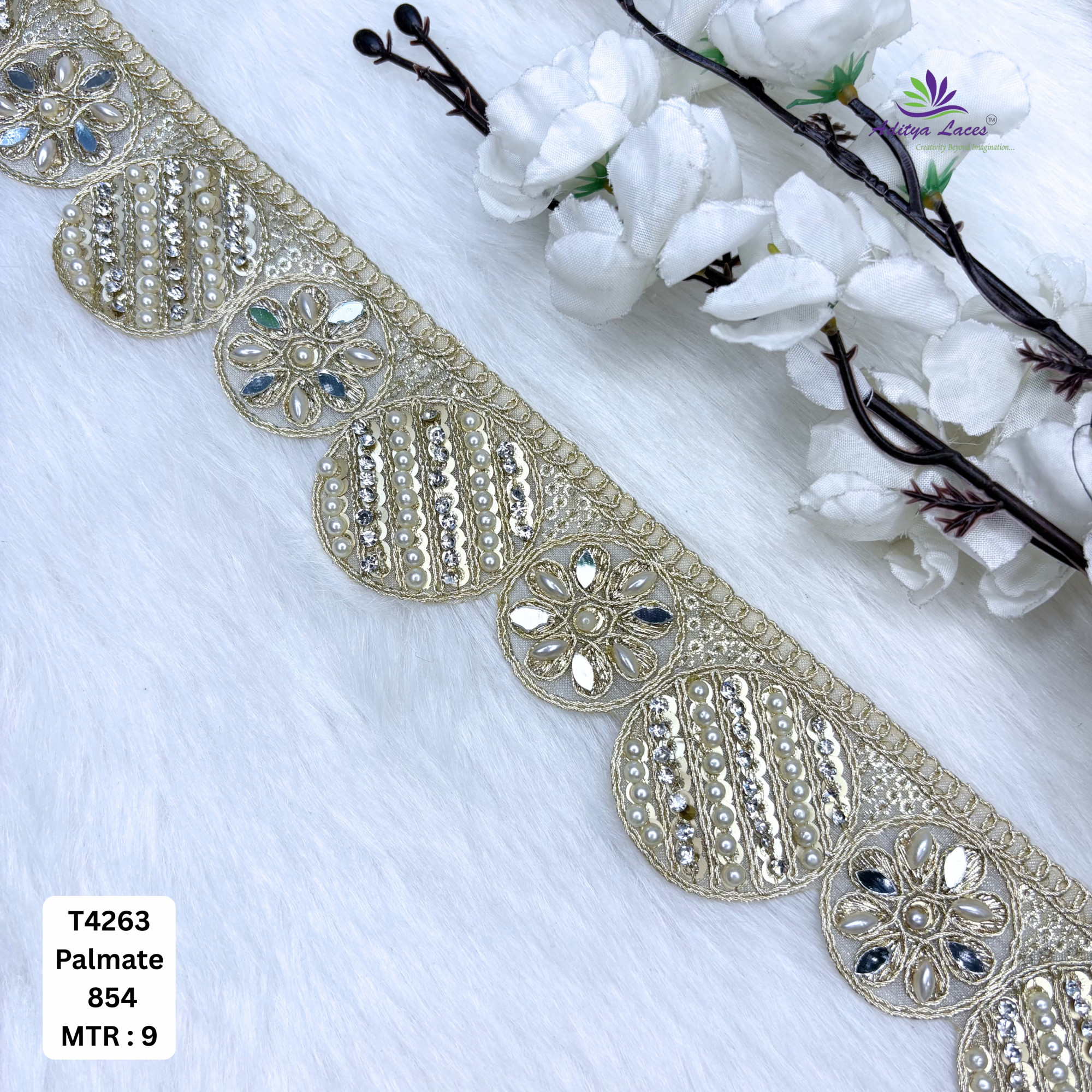 Royal Tissue Handwork Lace Border for Saree Bridal Ethnic Wear