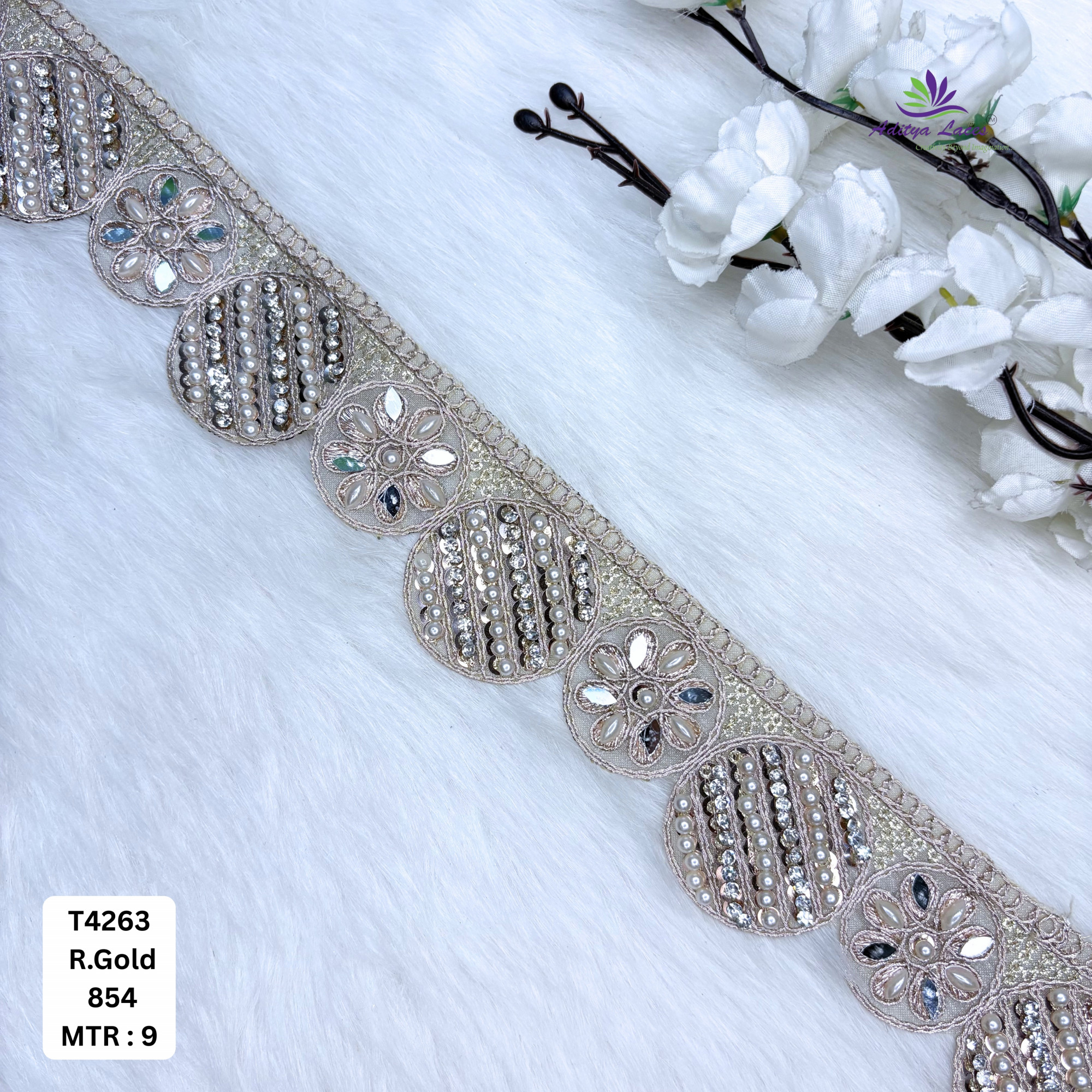 Royal Tissue Handwork Lace Border for Saree Bridal Ethnic Wear