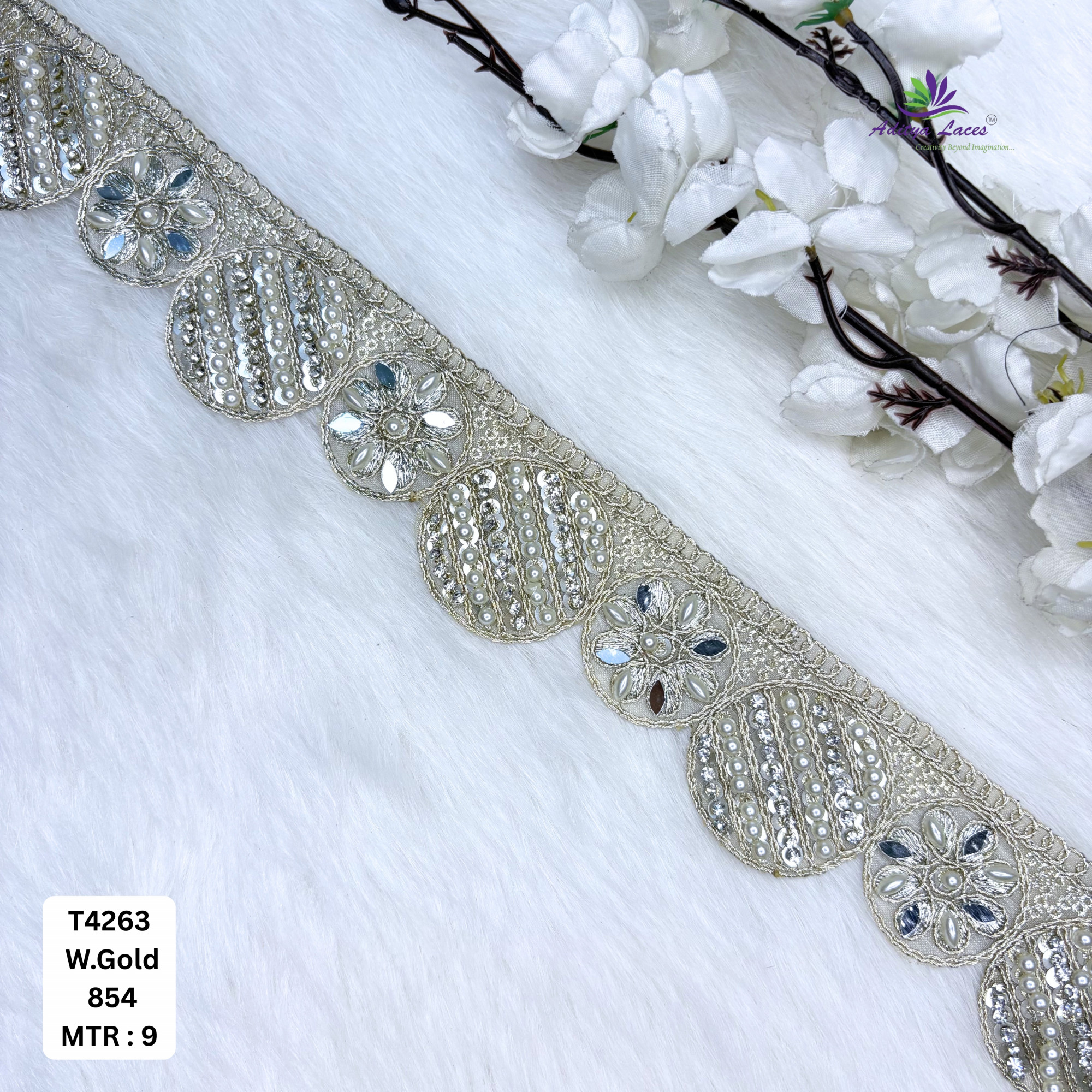Royal Tissue Handwork Lace Border for Saree Bridal Ethnic Wear