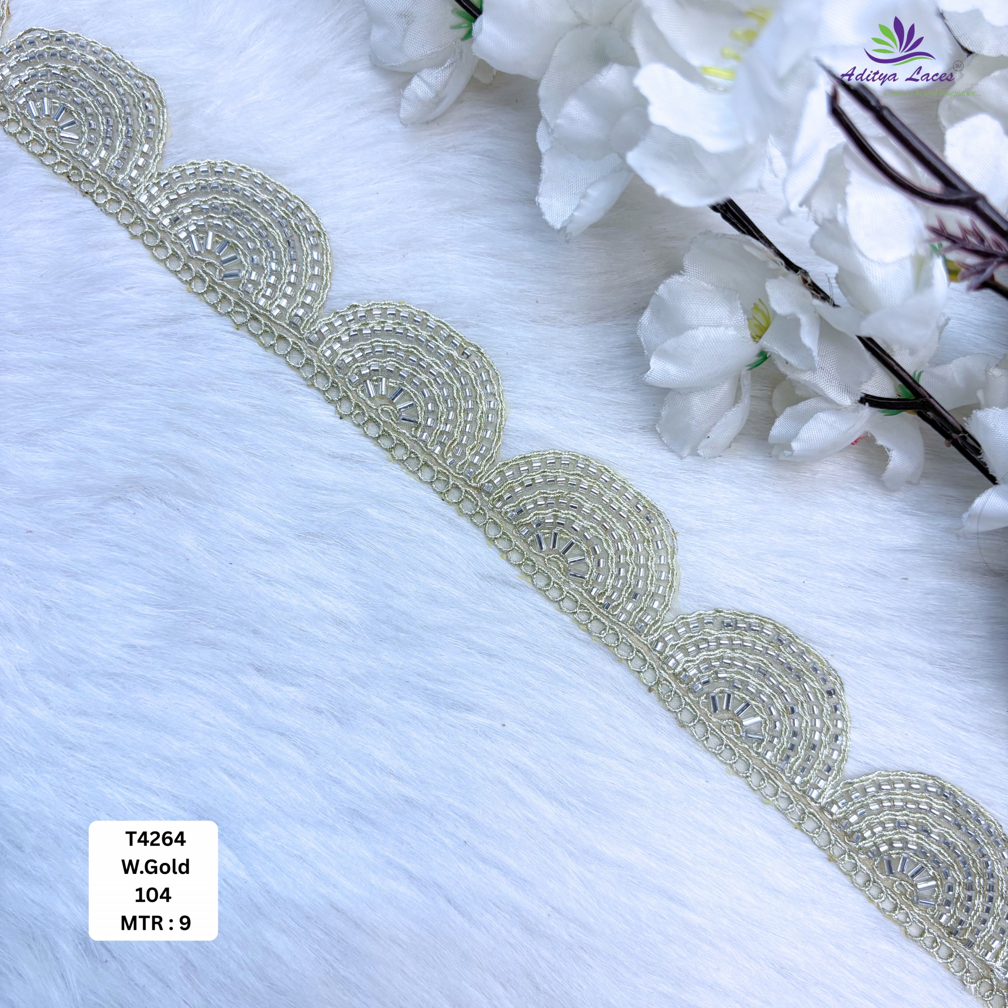 Royal Fancy Beaded Saree Lace for Garment Decoration