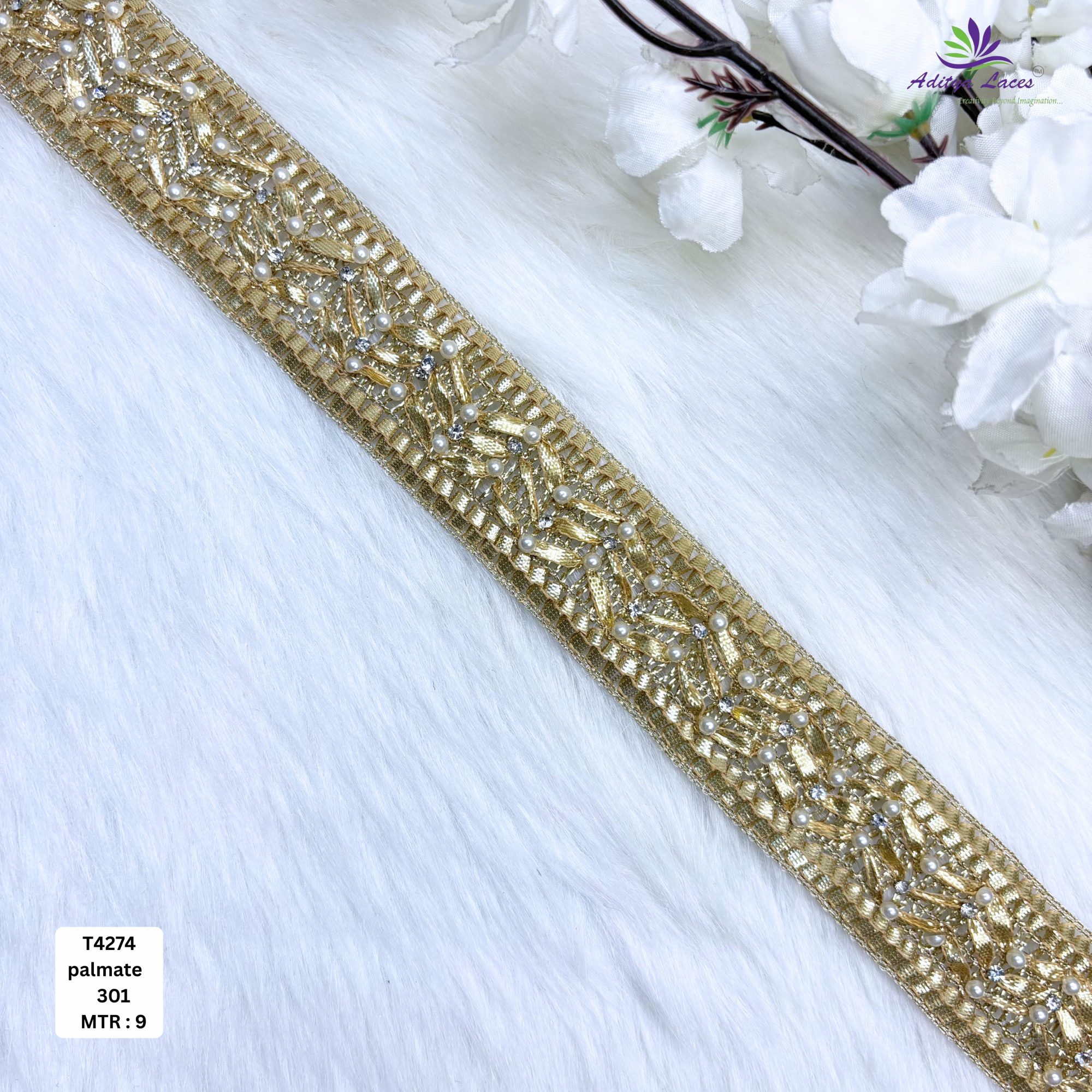 Decorative Readymade Lace Border with Zari Work for Saree Bridal Wear
