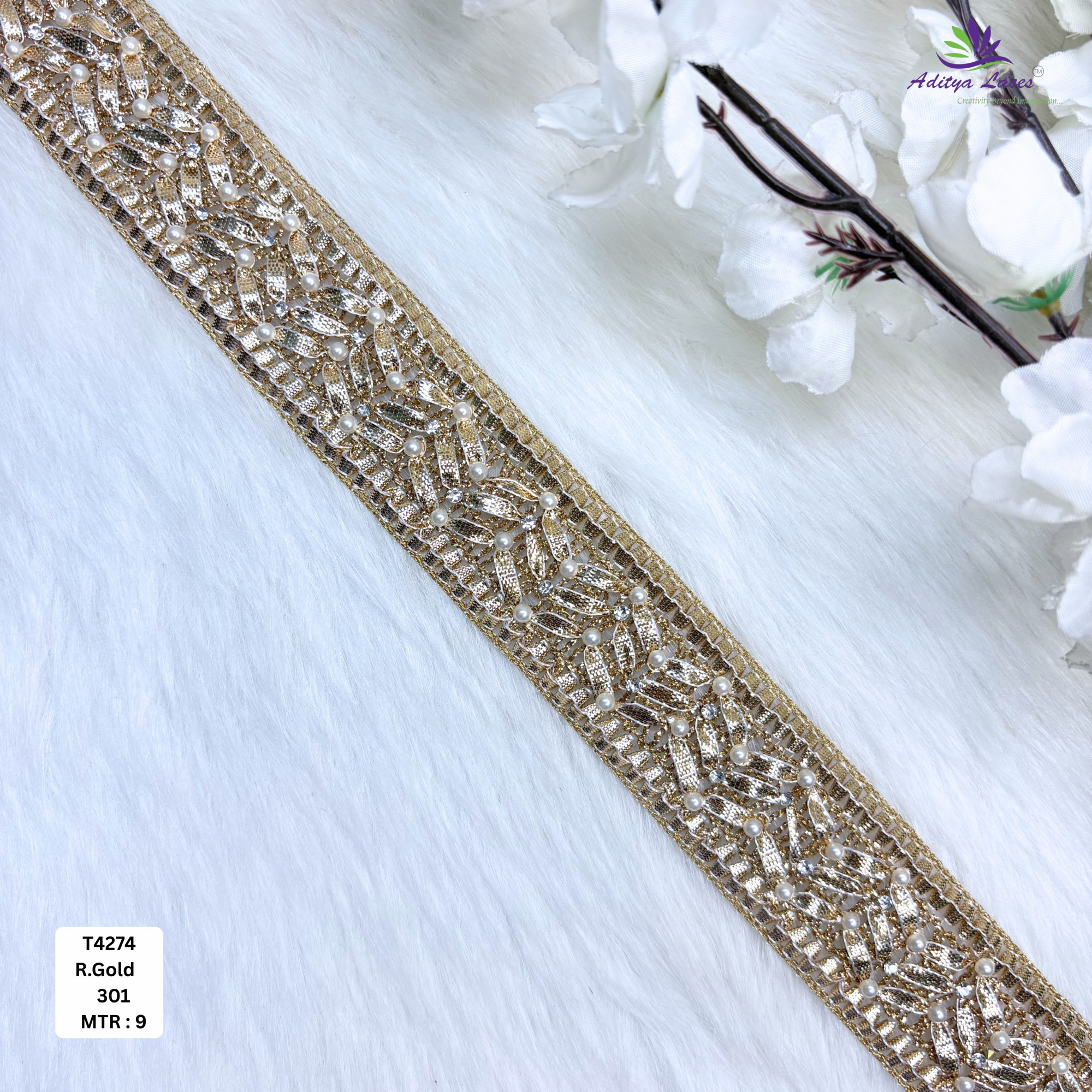 Decorative Readymade Lace Border with Zari Work for Saree Bridal Wear