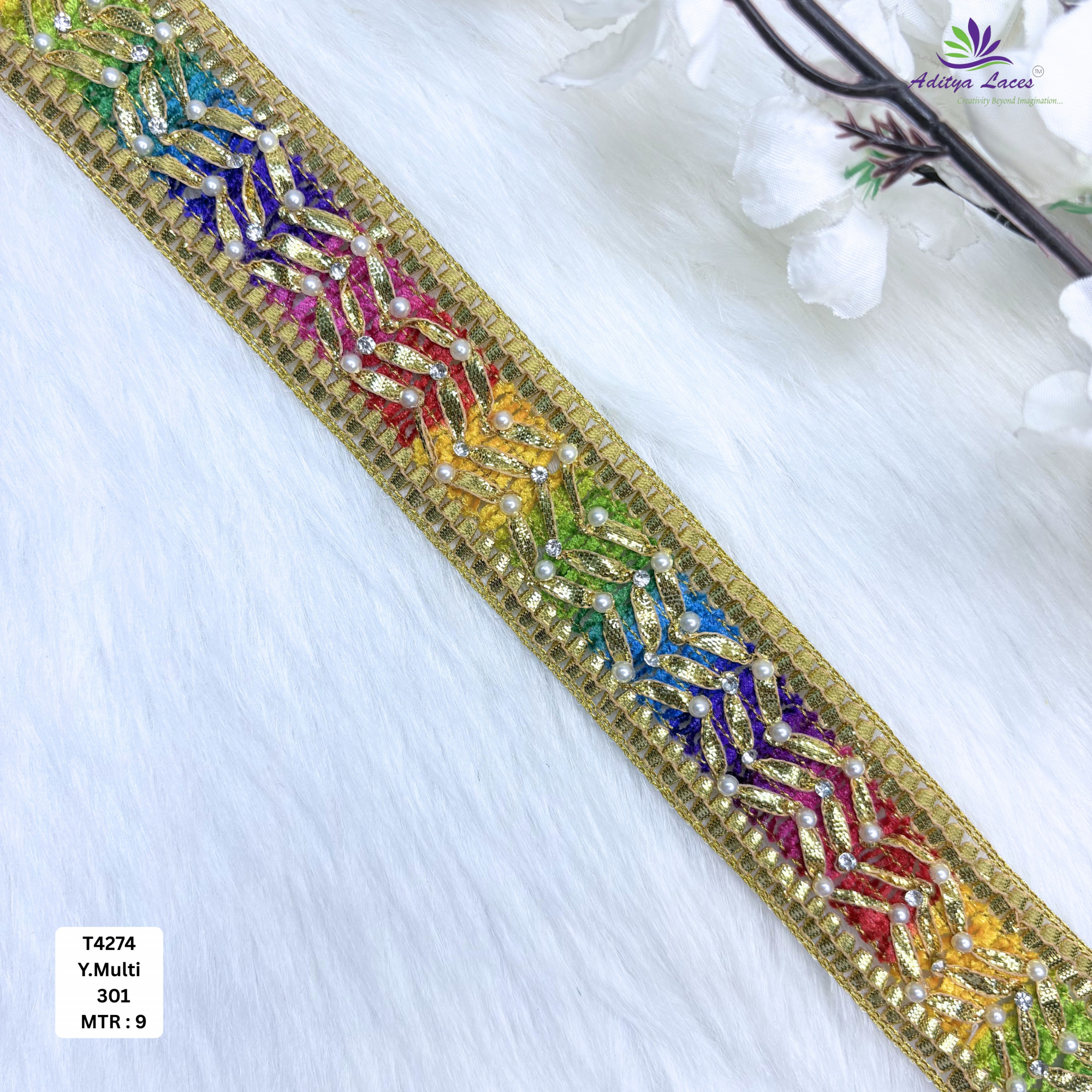 Decorative Readymade Lace Border with Zari Work for Saree Bridal Wear