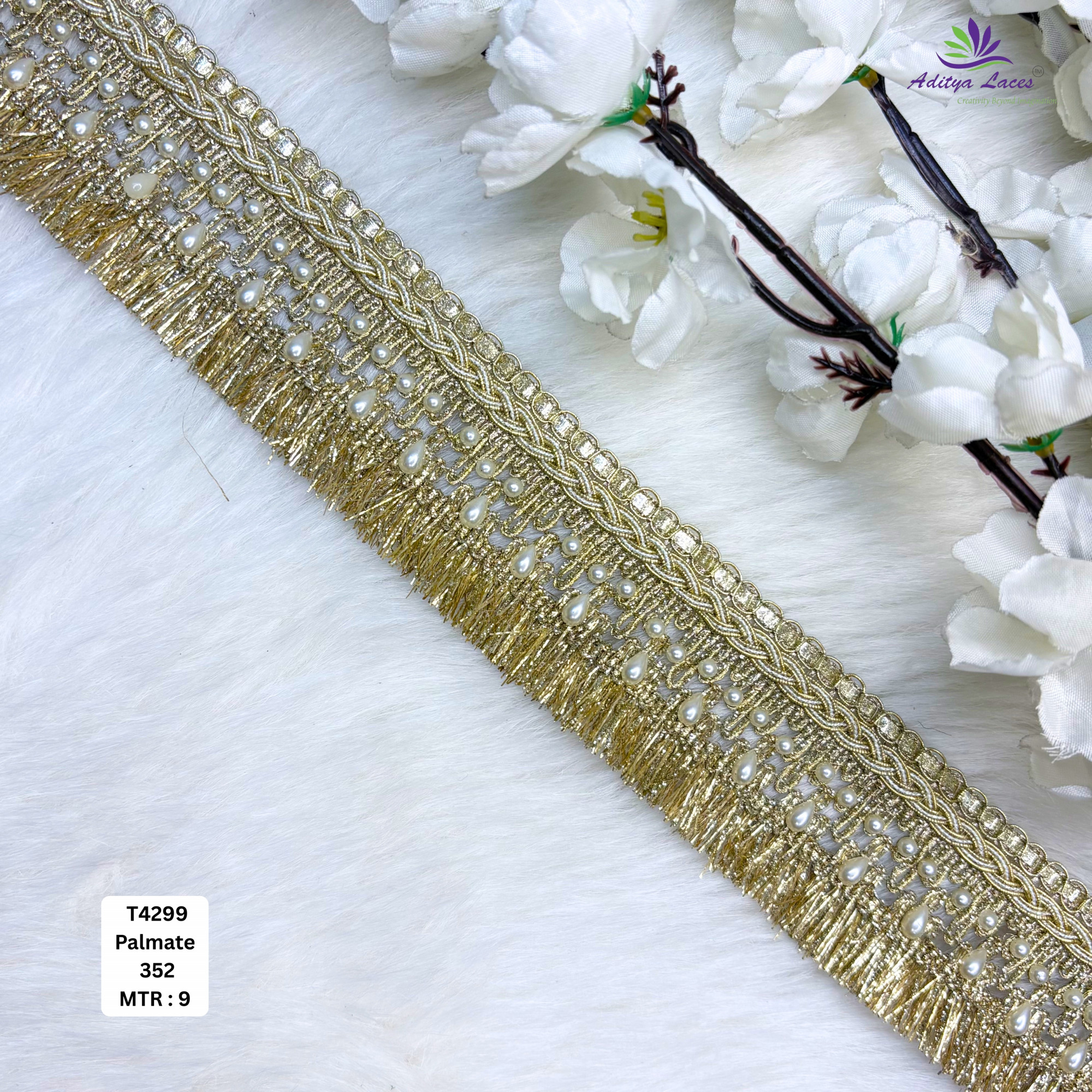 Premium Golden Readymade Lace Trim Designer Saree Border Bridal Decorative Lace for Ethnic Fashion Wholesale Supplier