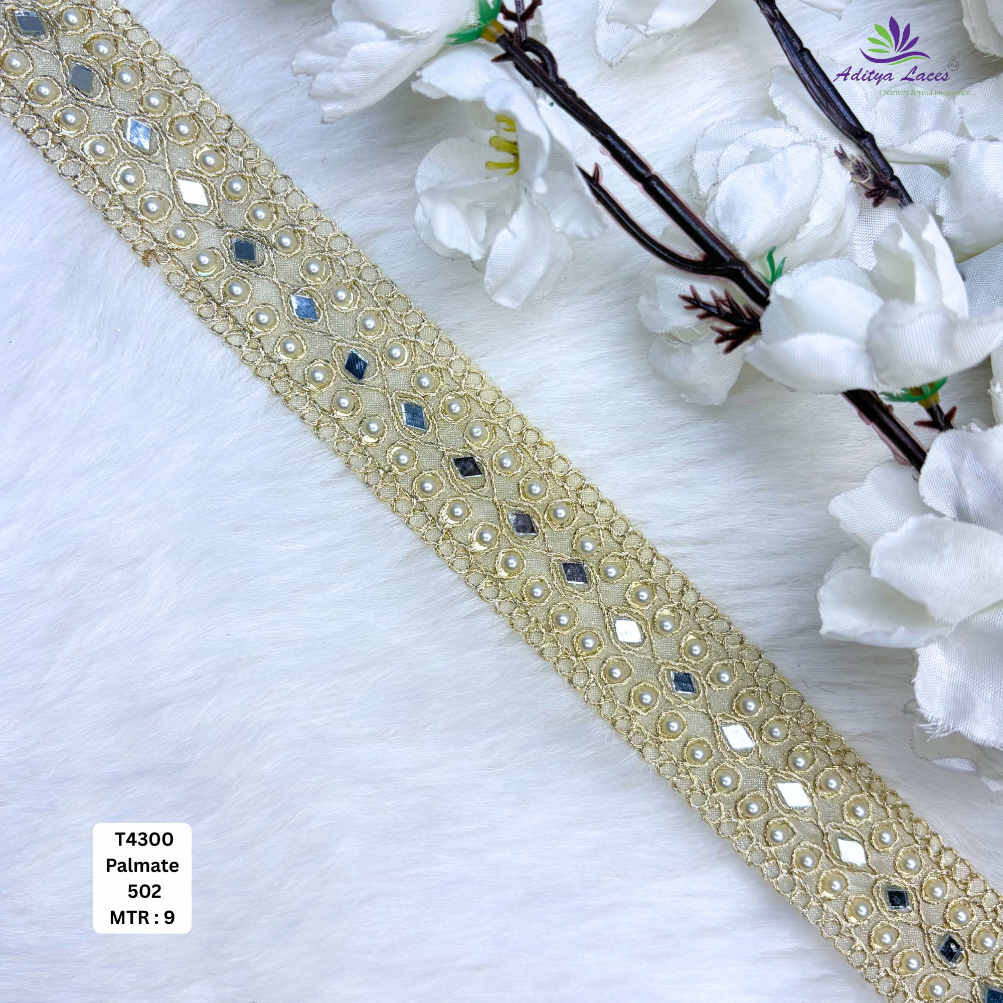 Gold Tissue Handwork Mirror Lace Trim Designer Saree Borders Bridal Fabric Embellishments