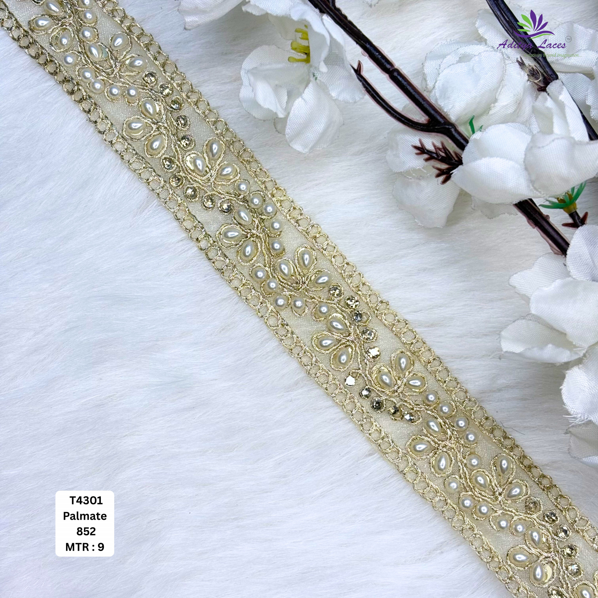 Ethnic Tissue Handwork Lace Border for Saree Bridal Ethnic Wear