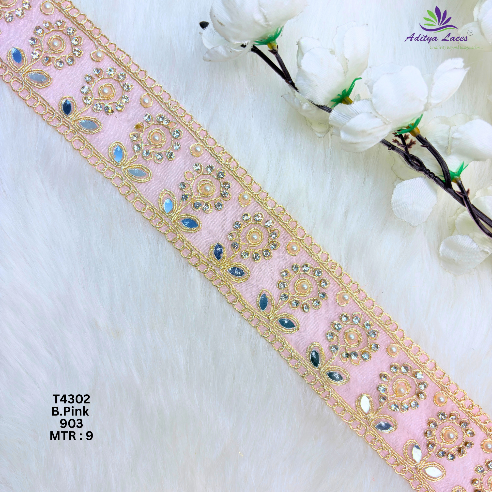Designer Multicolor Tissue 6 Sequence Floral Mirror Lace Border for Sarees Bridal Wear Sparkling Ethnic Trim