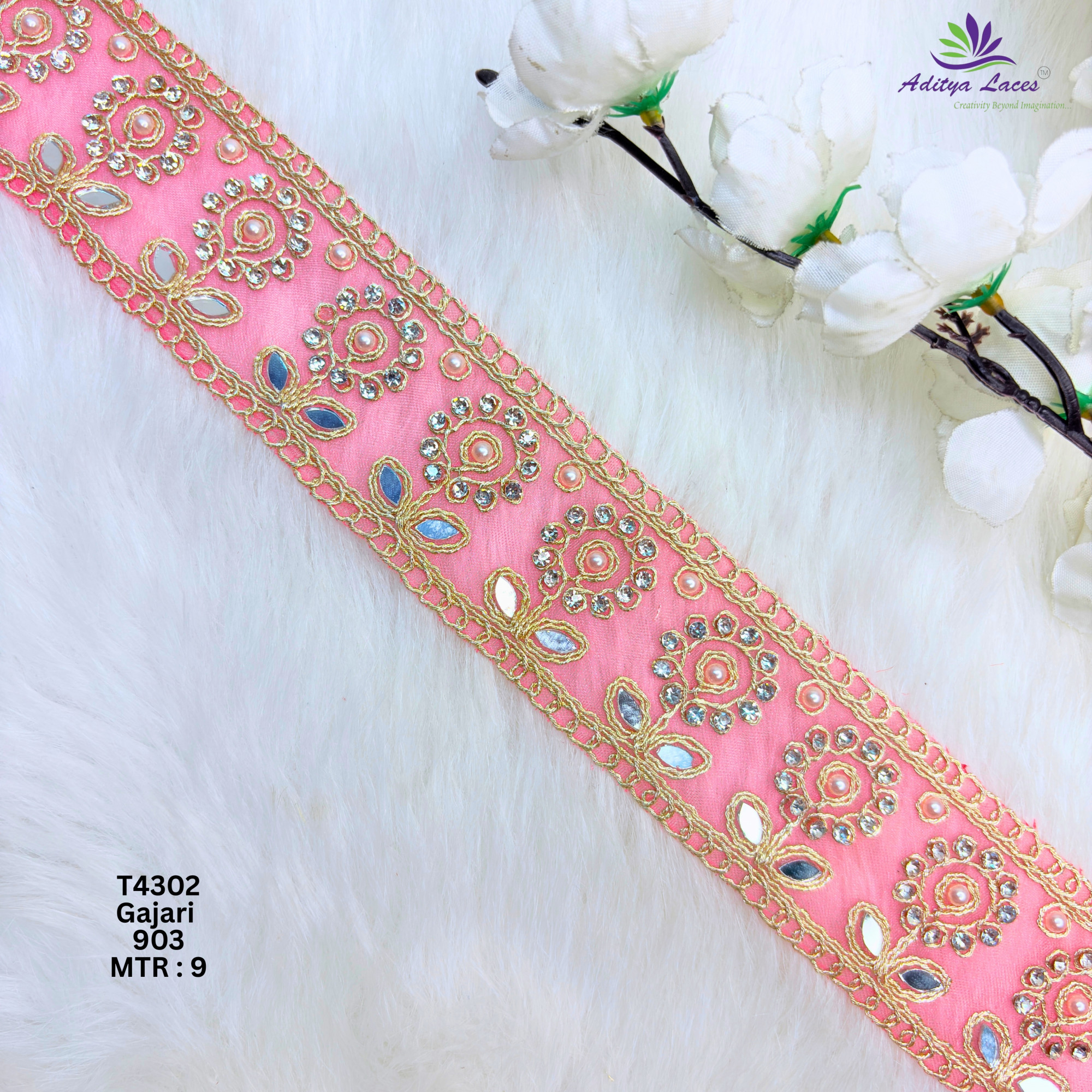 Designer Multicolor Tissue 6 Sequence Floral Mirror Lace Border for Sarees Bridal Wear Sparkling Ethnic Trim