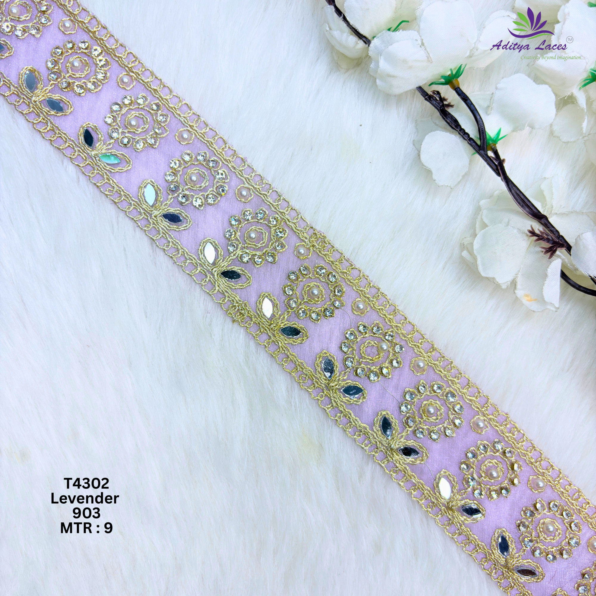 Designer Multicolor Tissue 6 Sequence Floral Mirror Lace Border for Sarees  Bridal Wear  Sparkling Ethnic Trim