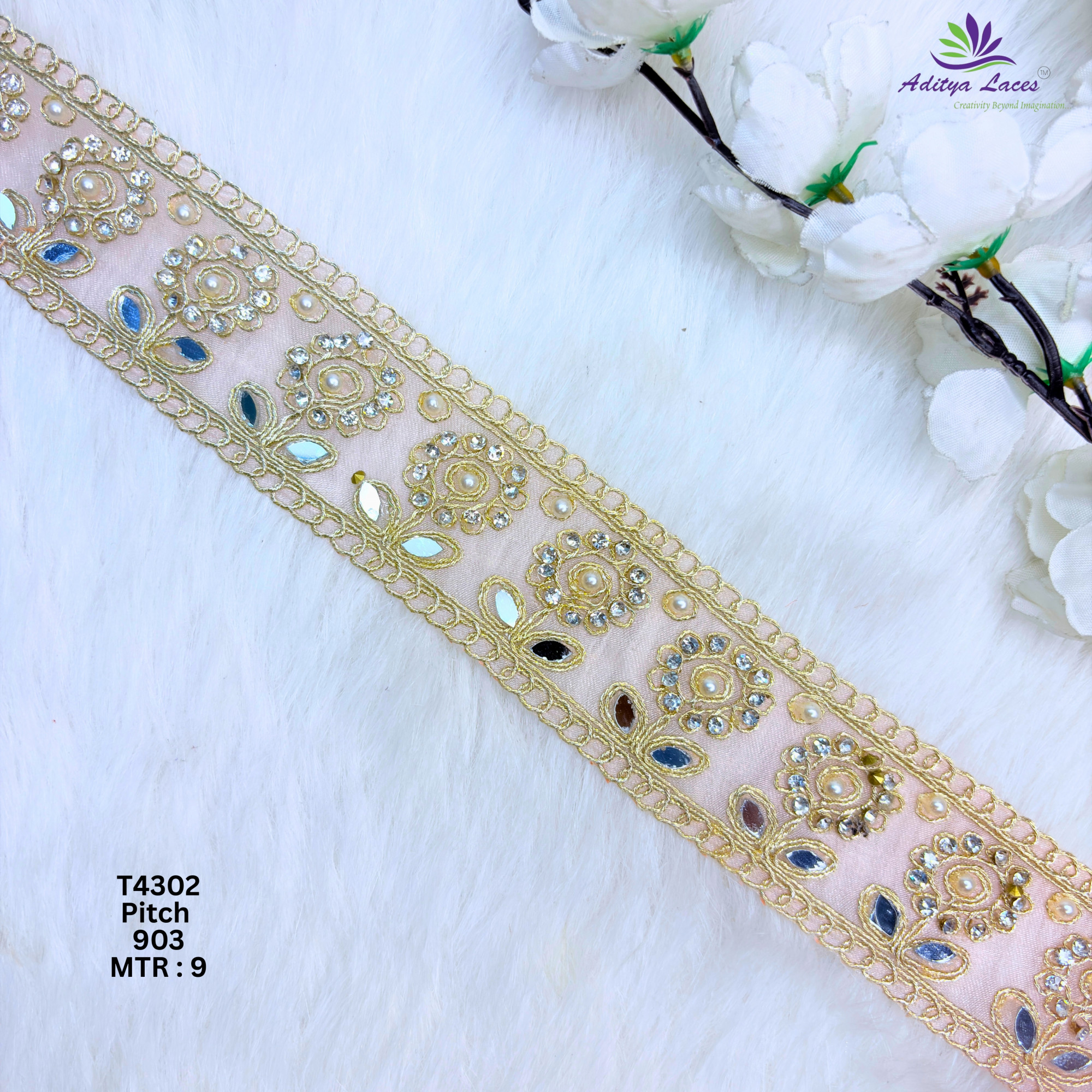 Designer Multicolor Tissue 6 Sequence Floral Mirror Lace Border for Sarees Bridal Wear Sparkling Ethnic Trim