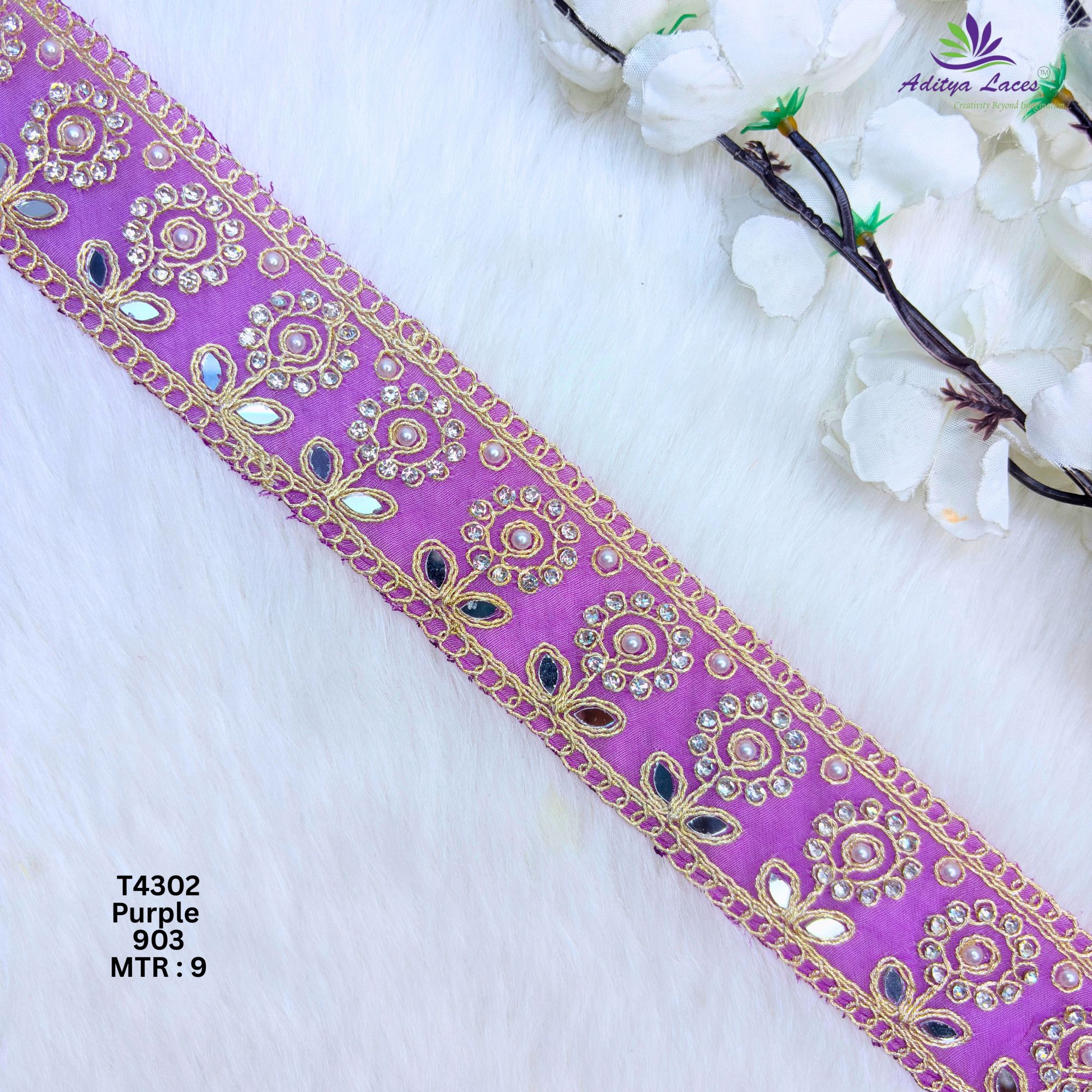Designer Multicolor Tissue 6 Sequence Floral Mirror Lace Border for Sarees Bridal Wear Sparkling Ethnic Trim