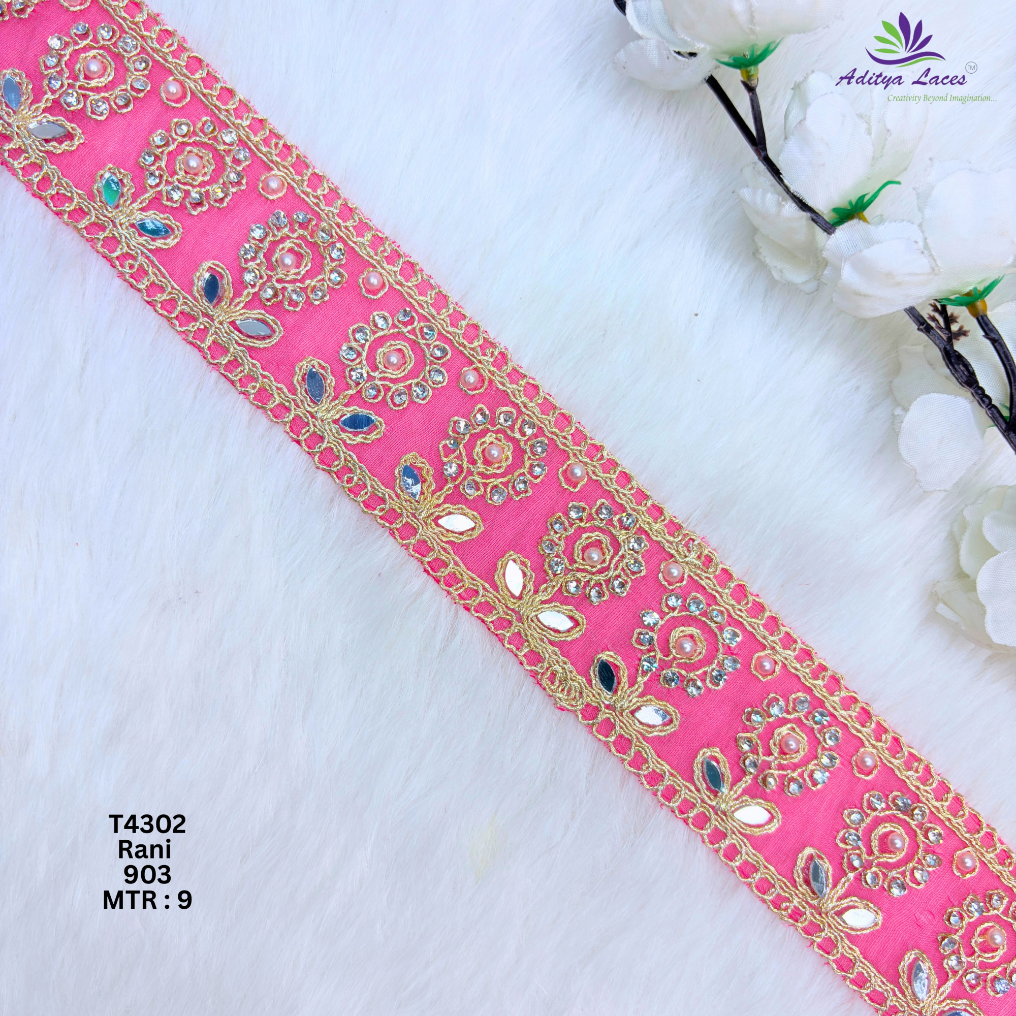 Designer Multicolor Tissue 6 Sequence Floral Mirror Lace Border for Sarees  Bridal Wear  Sparkling Ethnic Trim