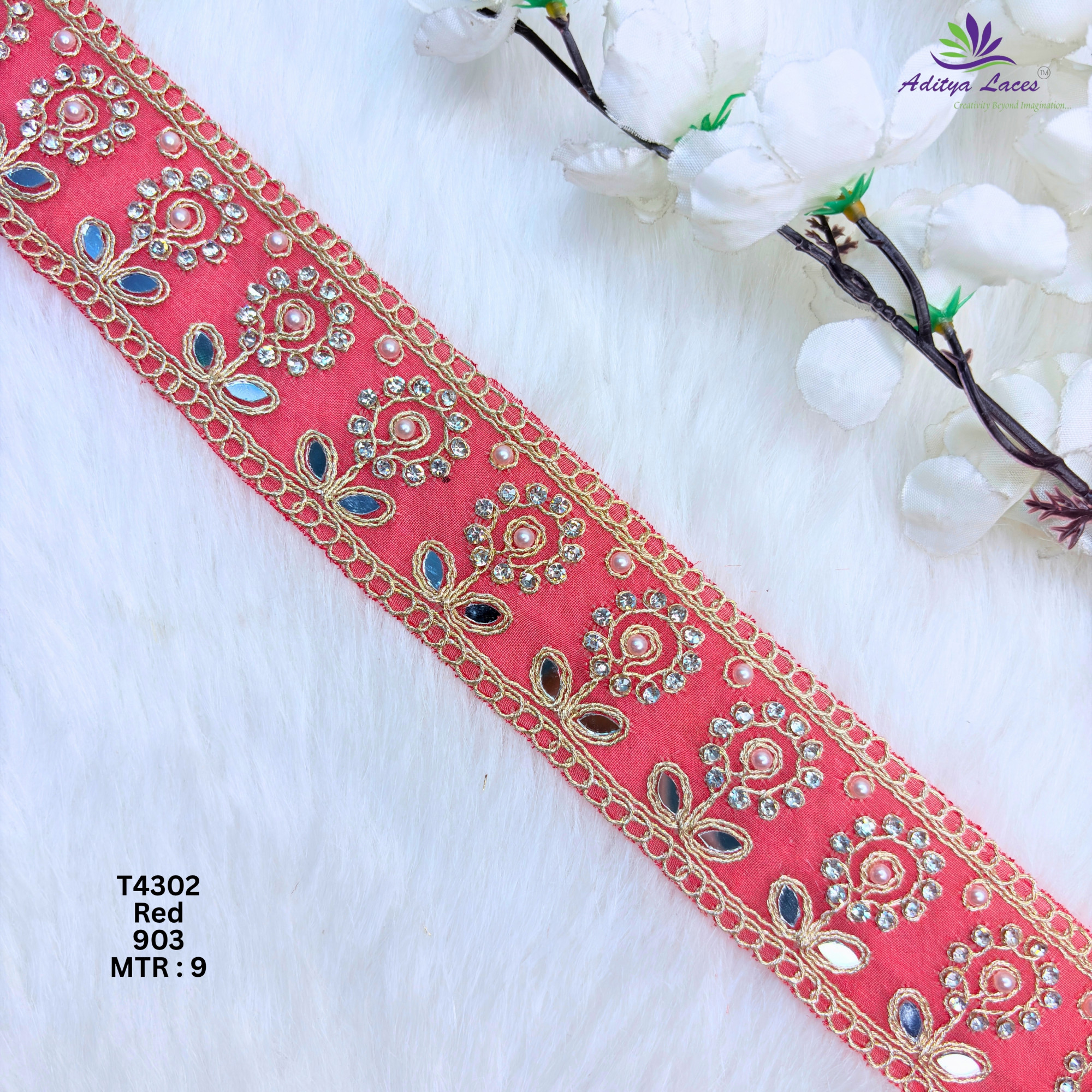 Designer Multicolor Tissue 6 Sequence Floral Mirror Lace Border for Sarees Bridal Wear Sparkling Ethnic Trim