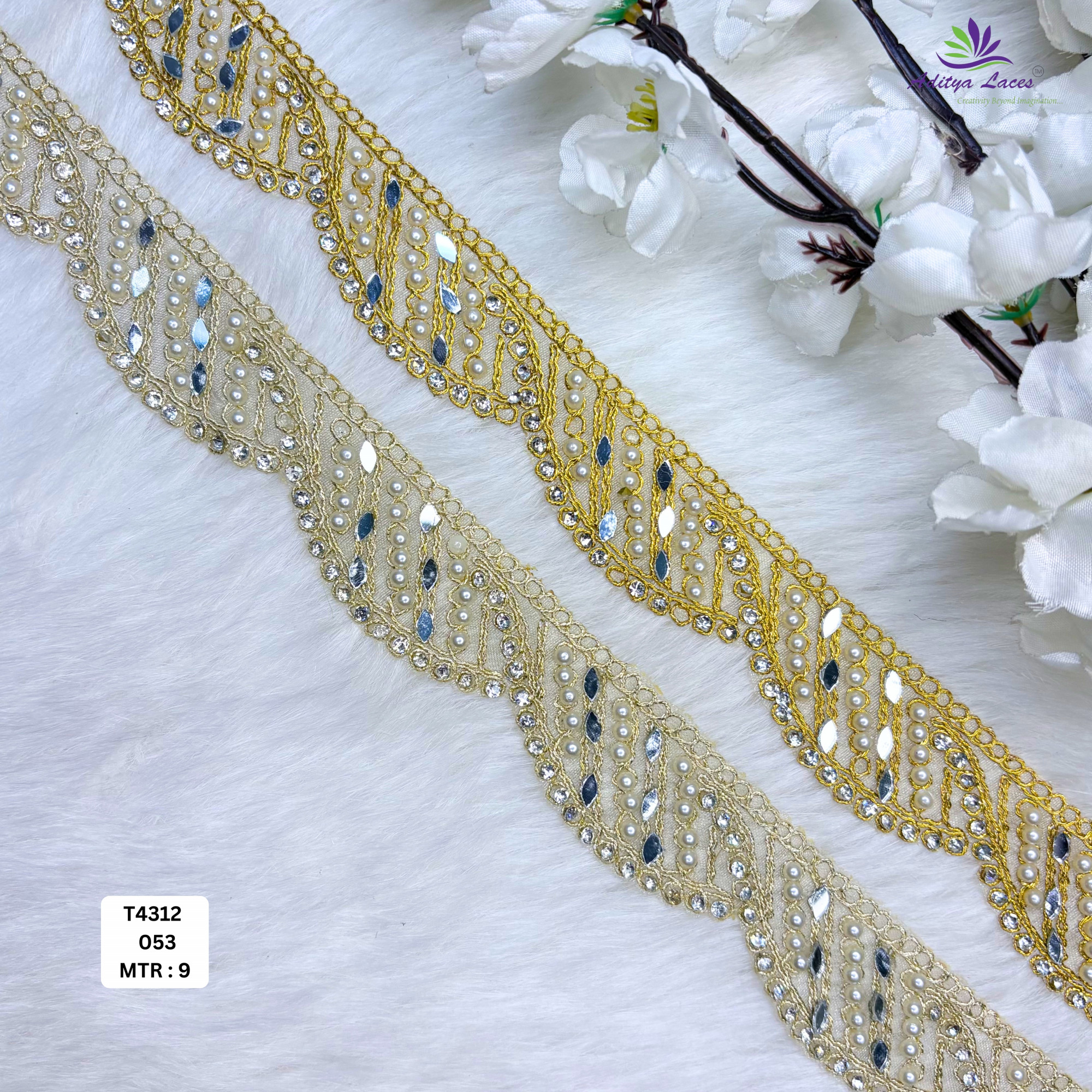 Ethnic Tissue Handwork Lace Border for Saree Bridal Ethnic Wear