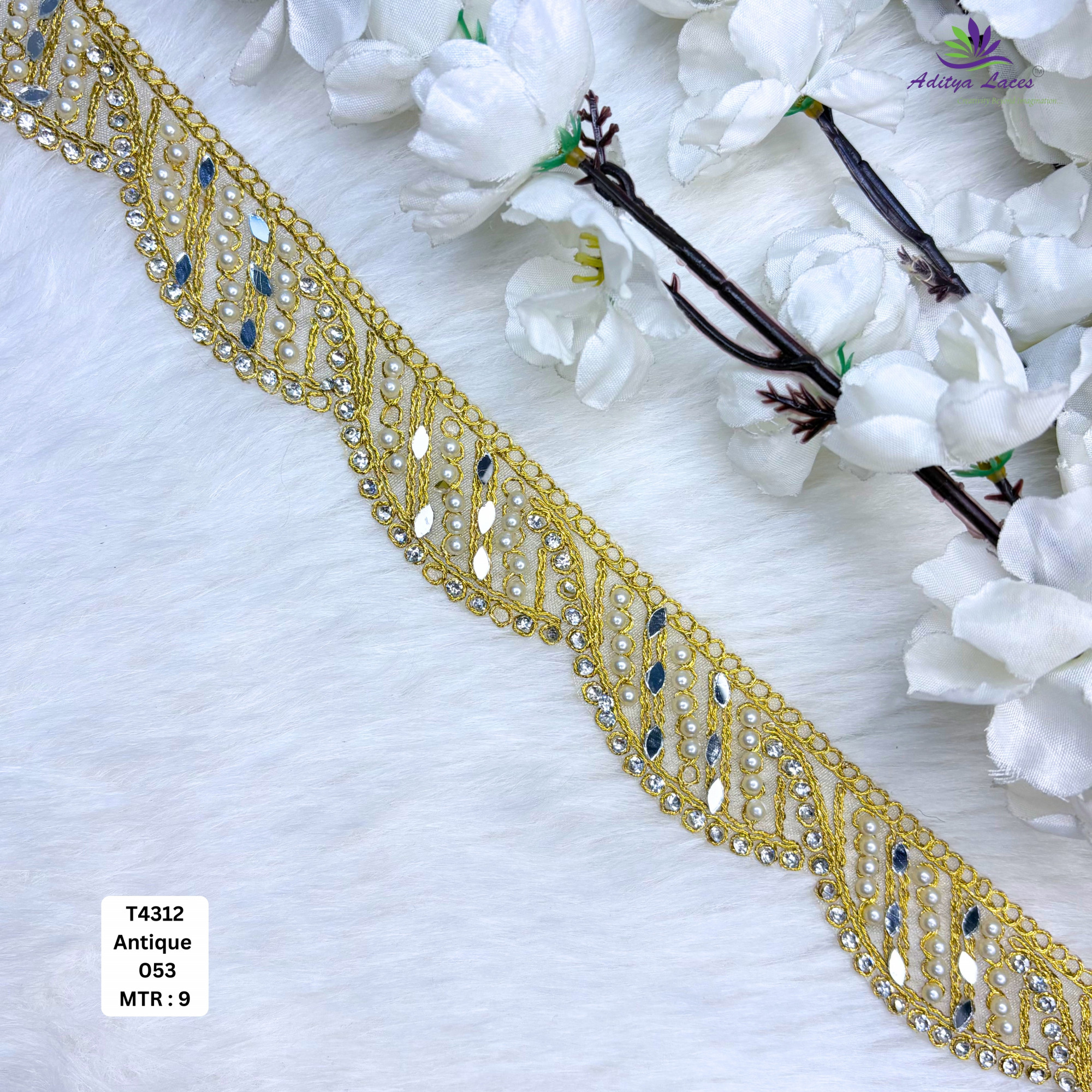 Ethnic Tissue Handwork Lace Border for Saree Bridal Ethnic Wear
