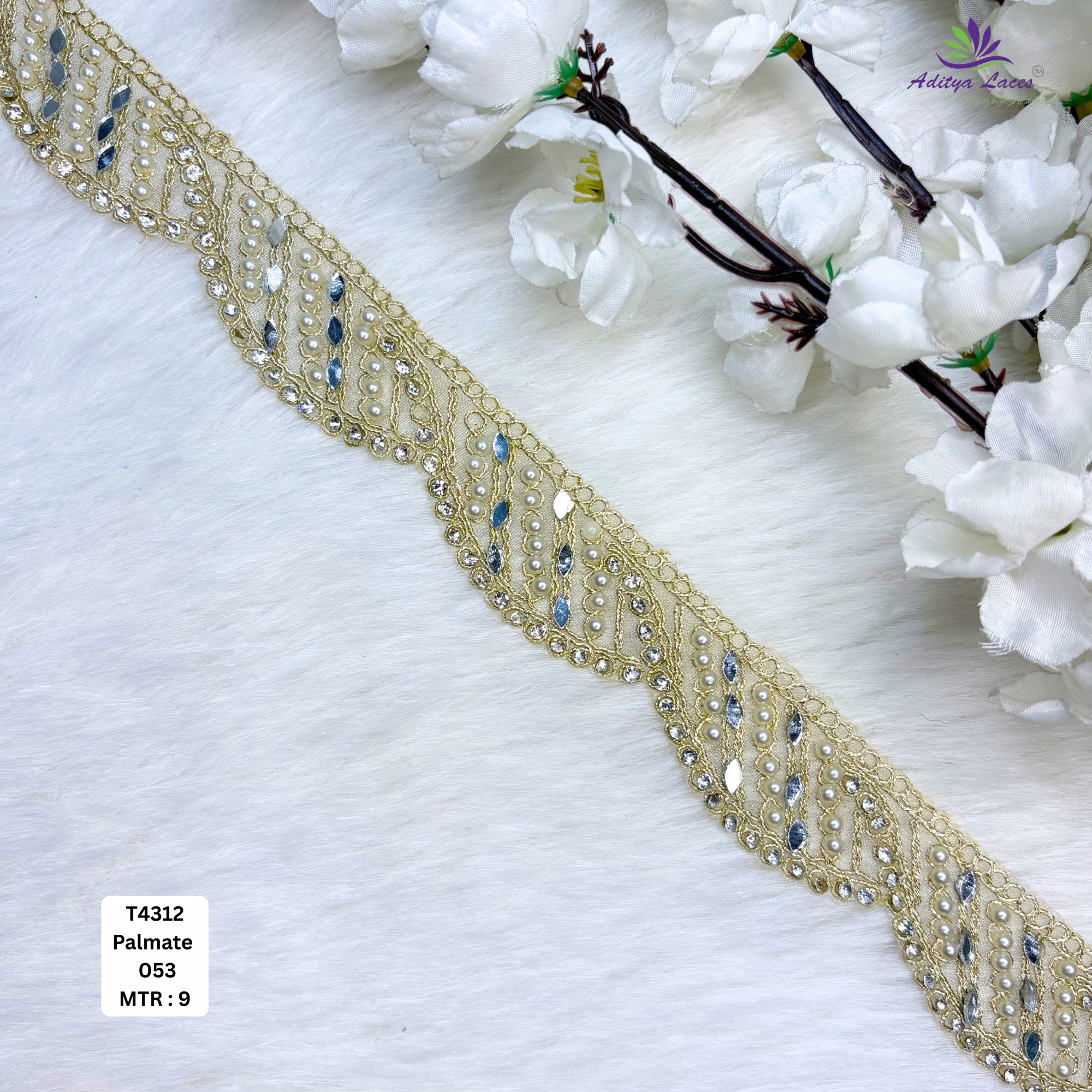Ethnic Tissue Handwork Lace Border for Saree Bridal Ethnic Wear