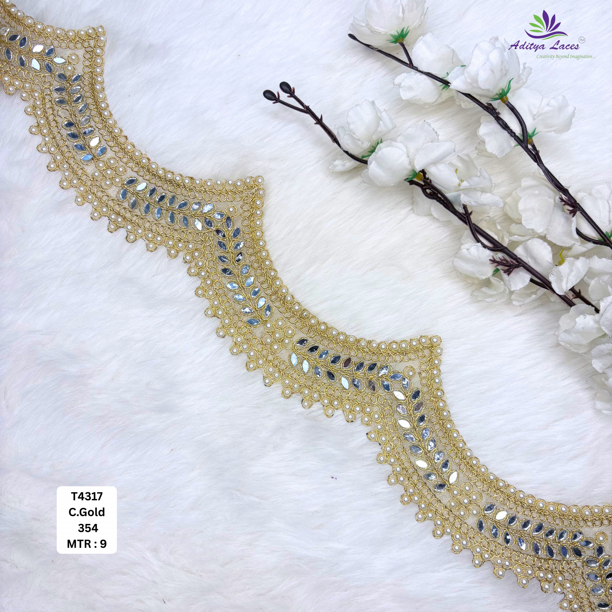 Ethnic Tissue Handwork Lace Border for Saree Bridal Ethnic Wear
