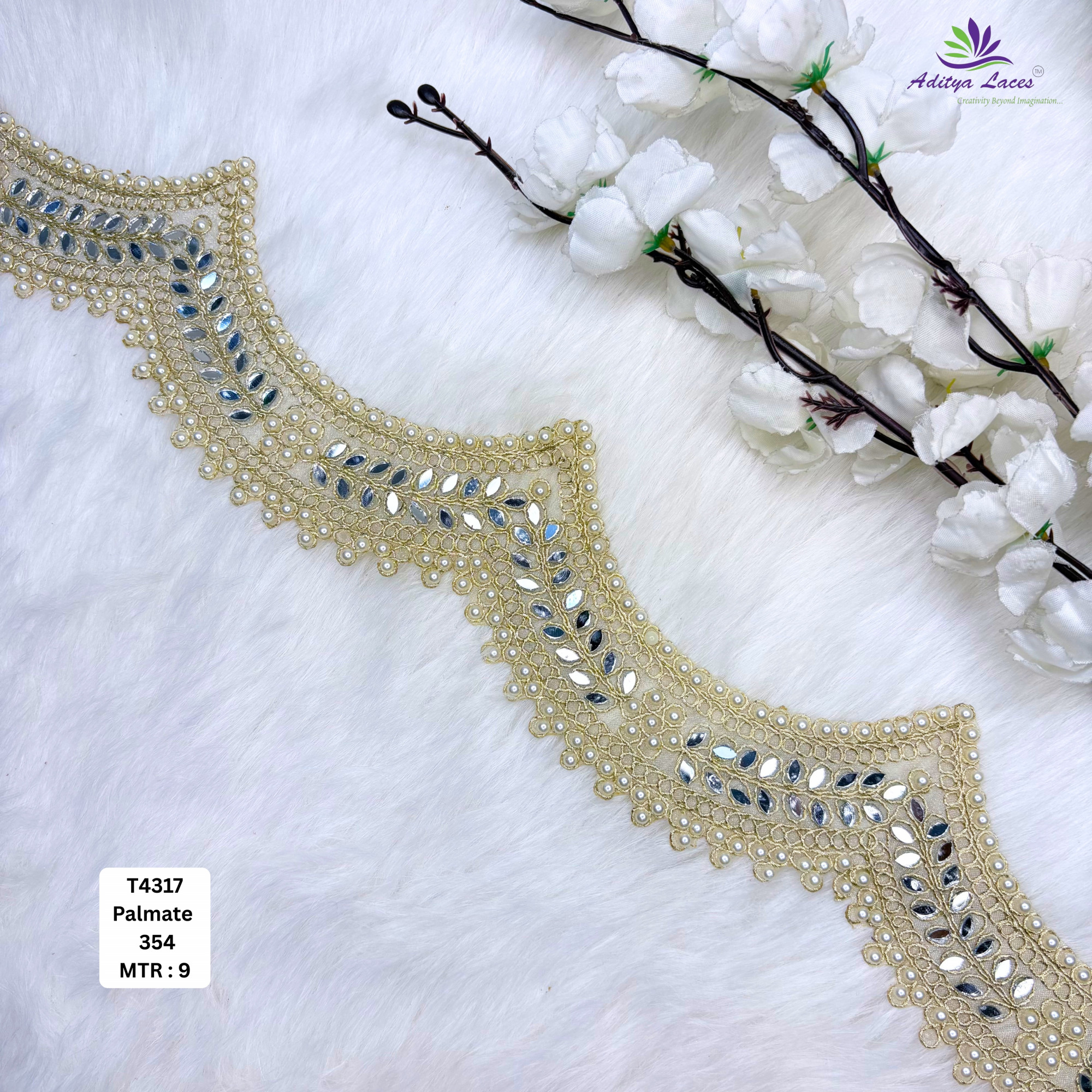 Ethnic Tissue Handwork Lace Border for Saree Bridal Ethnic Wear