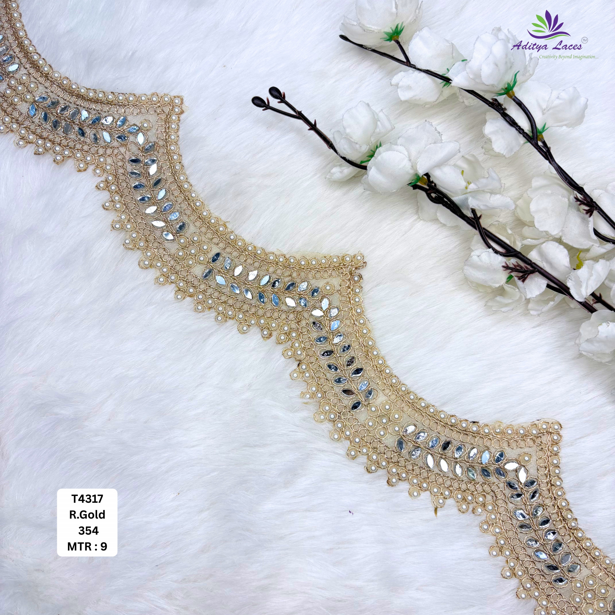 Ethnic Tissue Handwork Lace Border for Saree Bridal Ethnic Wear