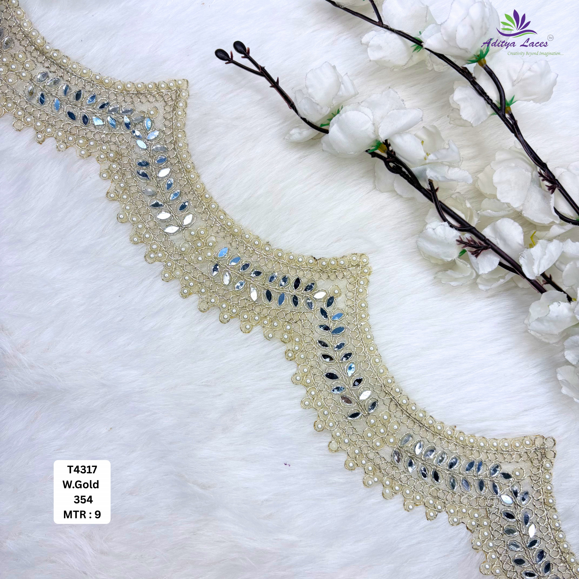 Ethnic Tissue Handwork Lace Border for Saree Bridal Ethnic Wear
