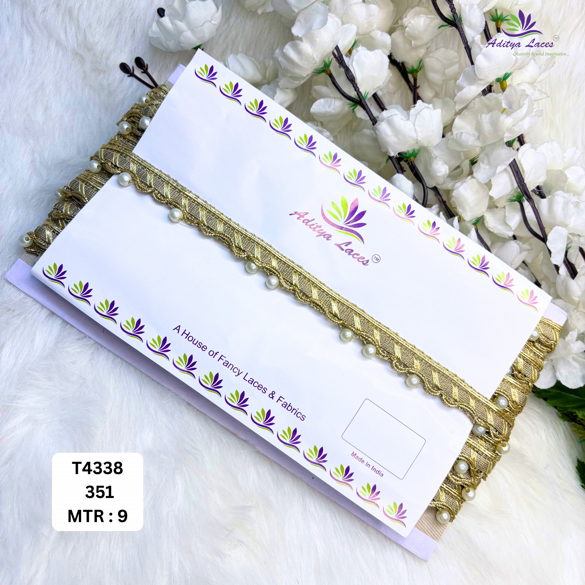 Bridal Gold Pearl Moti Lace Trim