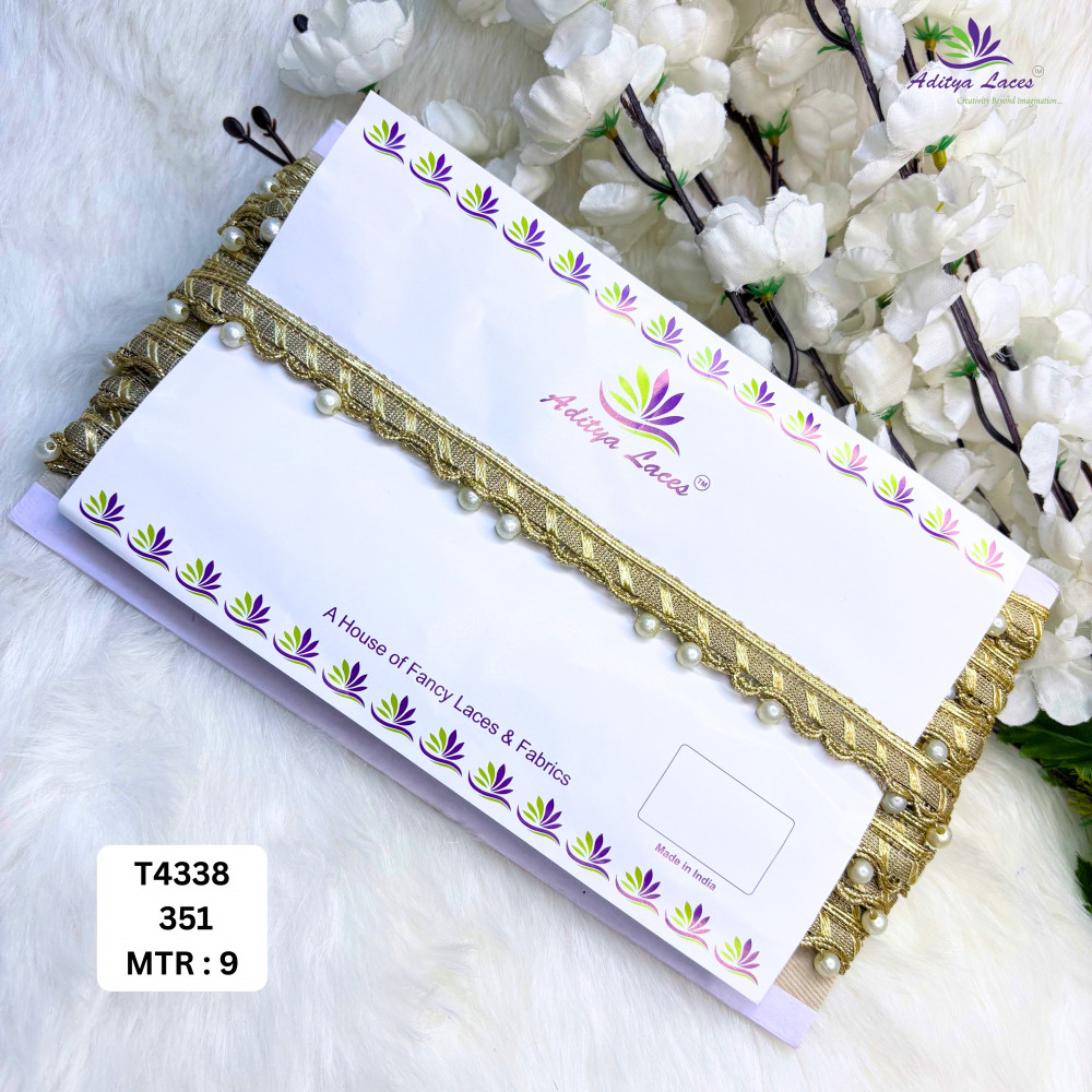 Image of Bridal Gold Pearl Moti Lace Trim
