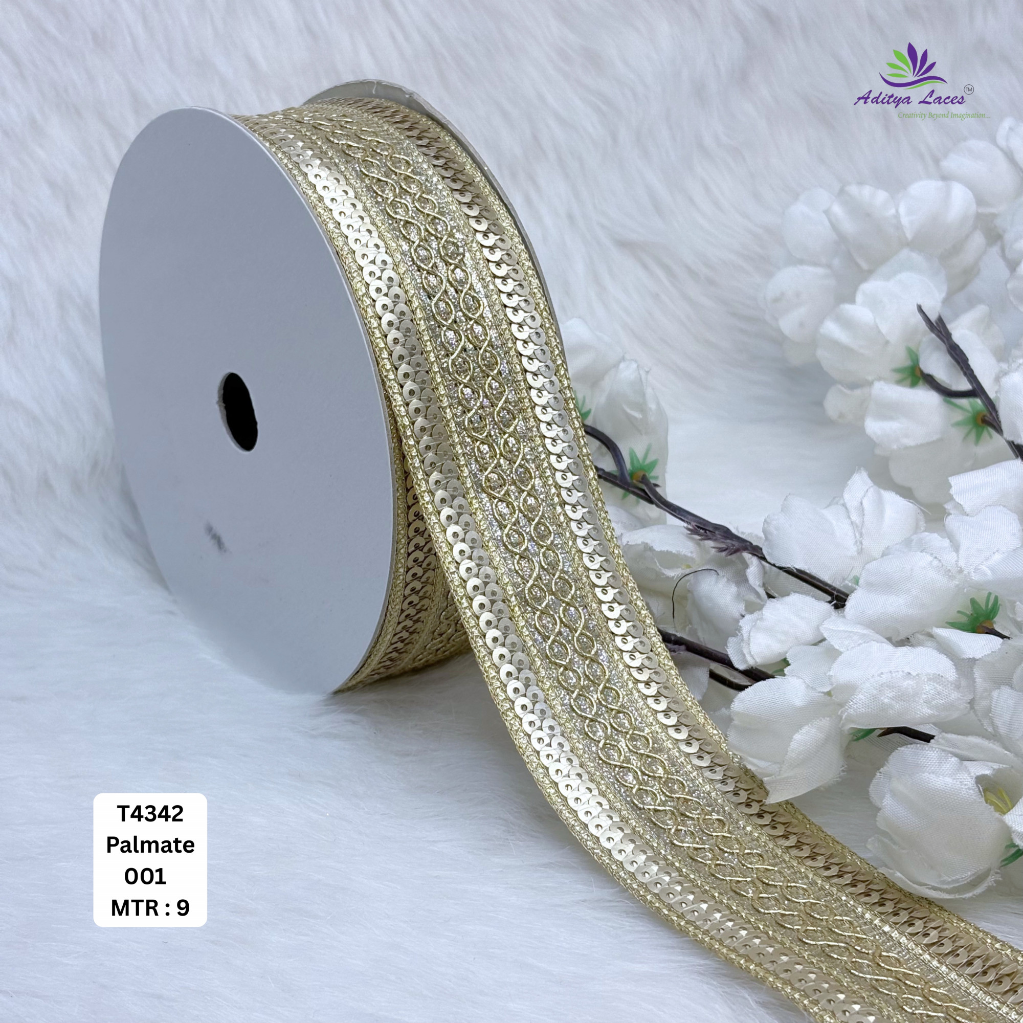 Premium Golden Tissue Embroidery Lace Trim Designer Saree Border Bridal Decorative Lace for Ethnic Fashion Wholesale Supplier