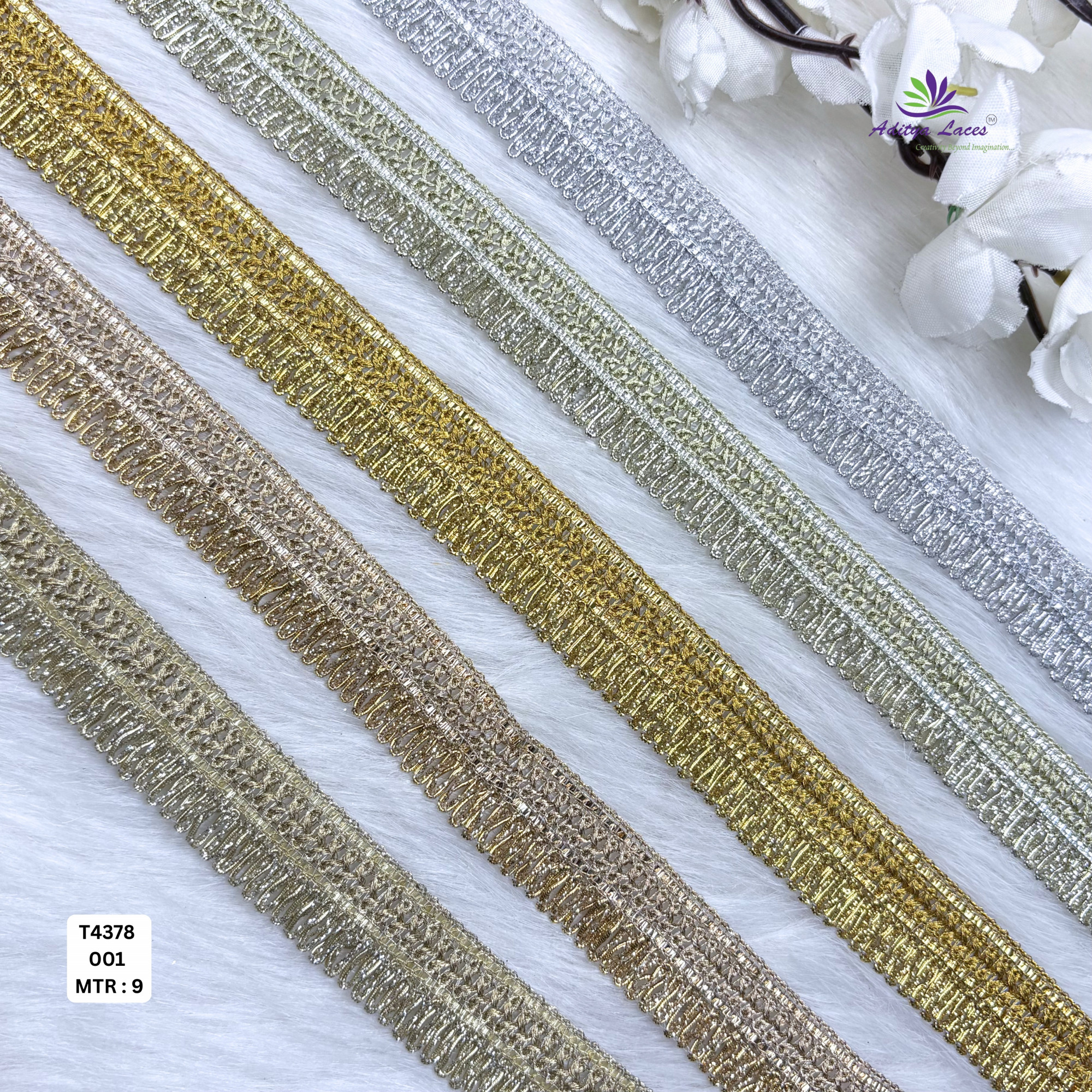 Shimmering Readymade Metallic Lace Trim Designer Saree Borders Bridal Fabric Embellishments