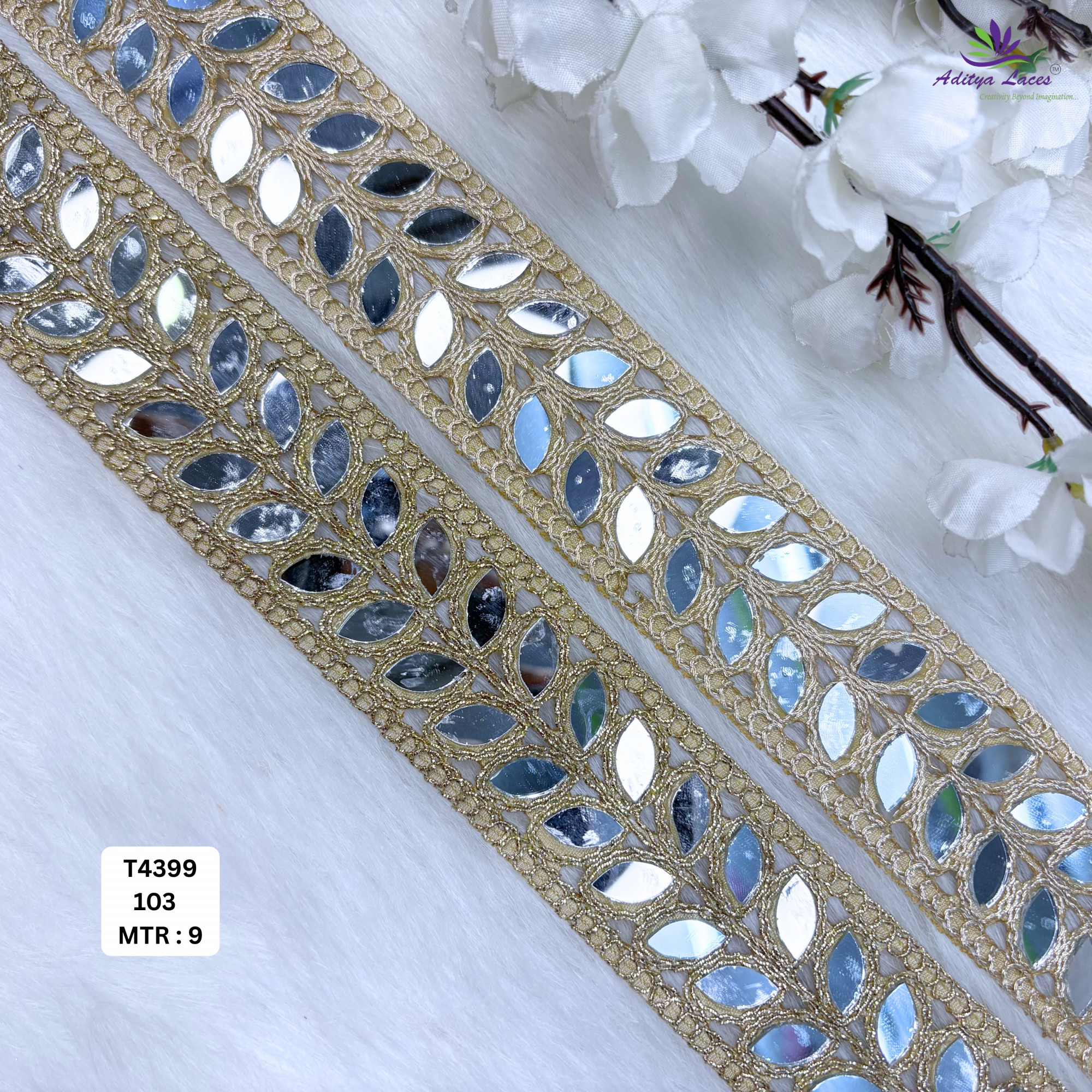 Decorative Tissue Handwork Lace Border for Saree Bridal Ethnic Wear