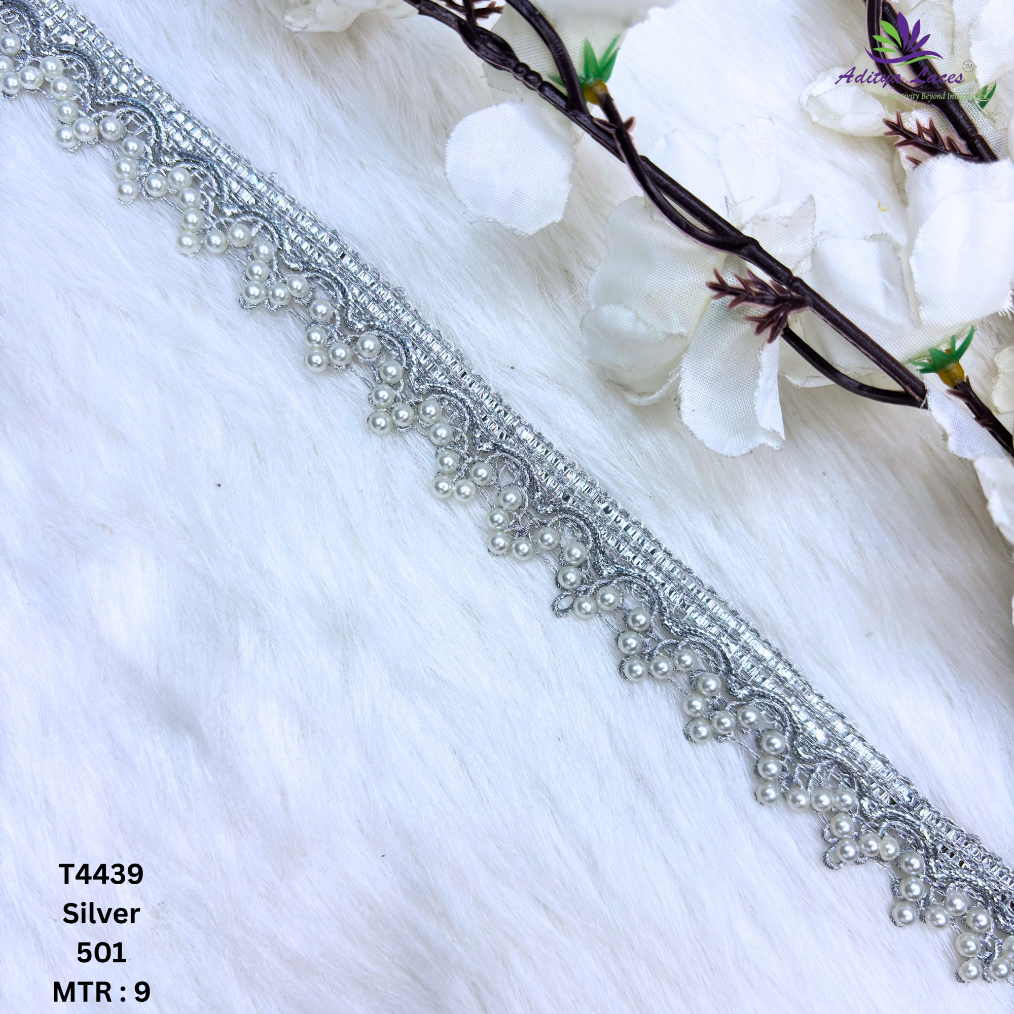 Gold Readymade Pearl Beaded Lace Trim Designer Saree Borders Bridal Fabric Embellishments
