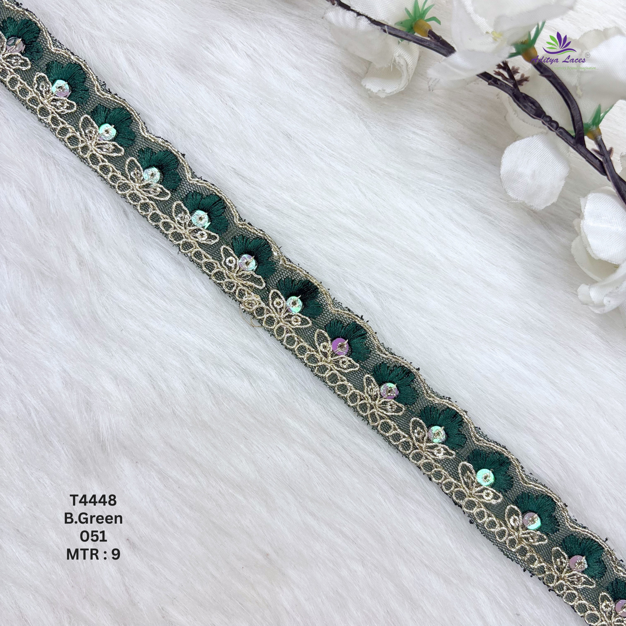 Net Floral Embroidery Lace Trim Multicolor Designer Saree Border Bridal Beads Lace Decorative Ethnic Fashion Trim