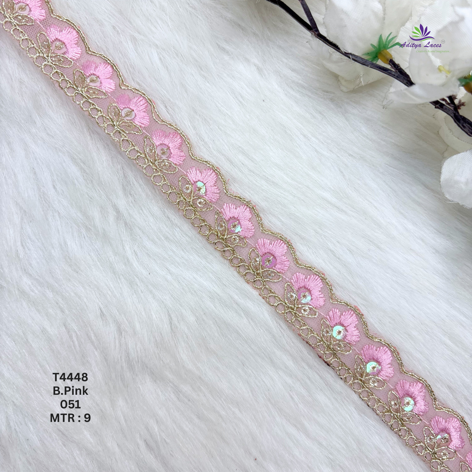 Net Floral Embroidery Lace Trim Multicolor Designer Saree Border Bridal Beads Lace Decorative Ethnic Fashion Trim