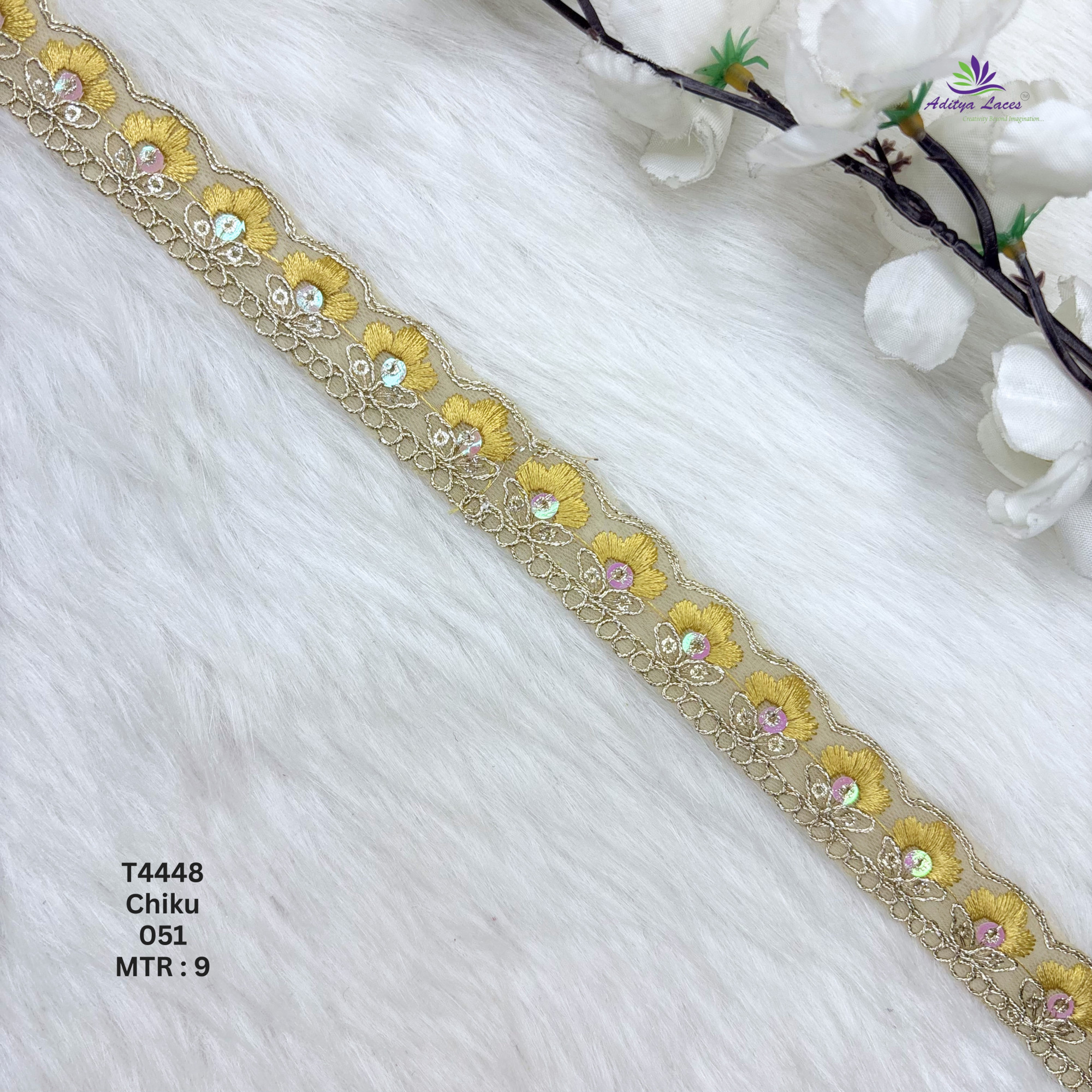 Net Floral Embroidery Lace Trim Multicolor Designer Saree Border Bridal Beads Lace Decorative Ethnic Fashion Trim