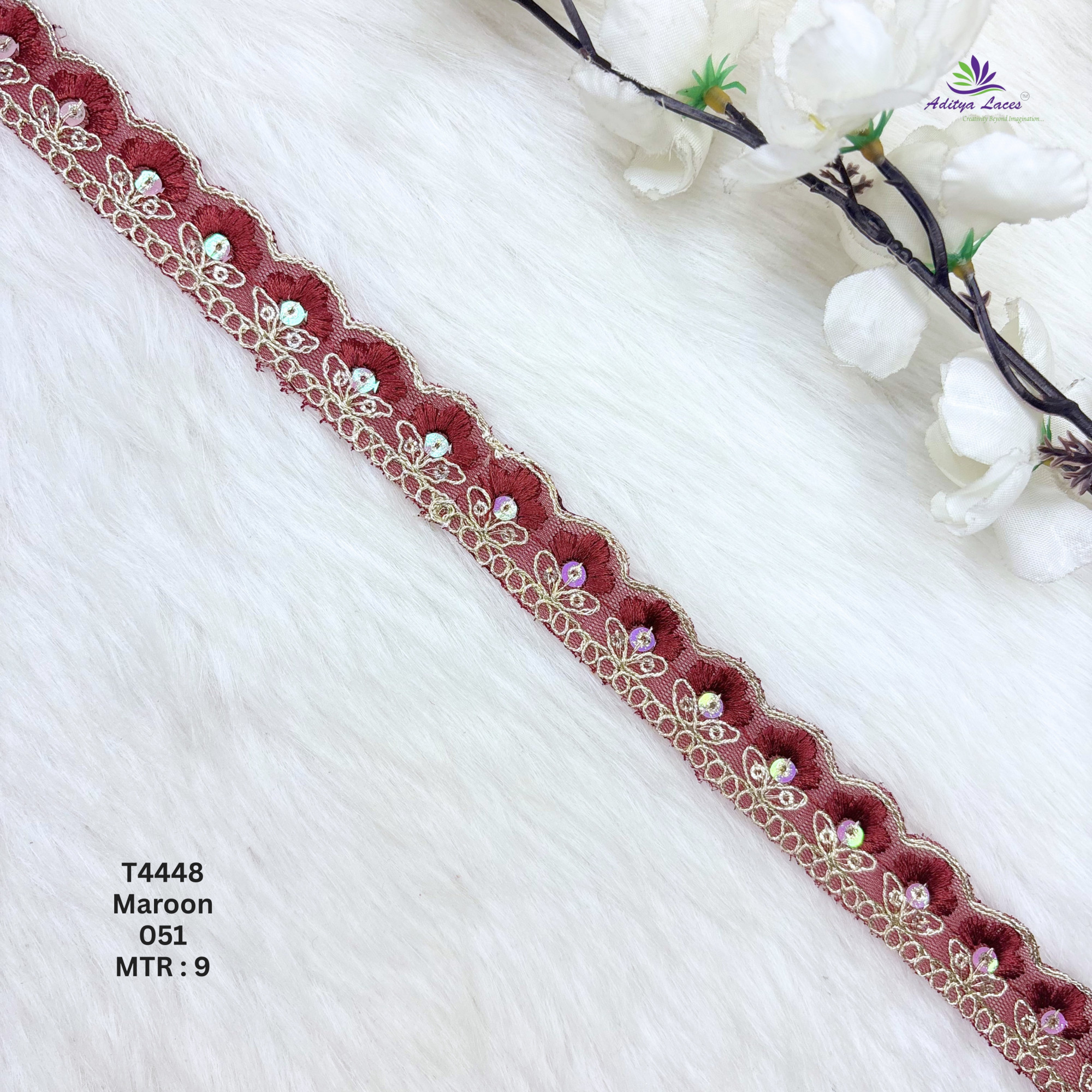 Net Floral Embroidery Lace Trim Multicolor Designer Saree Border Bridal Beads Lace Decorative Ethnic Fashion Trim
