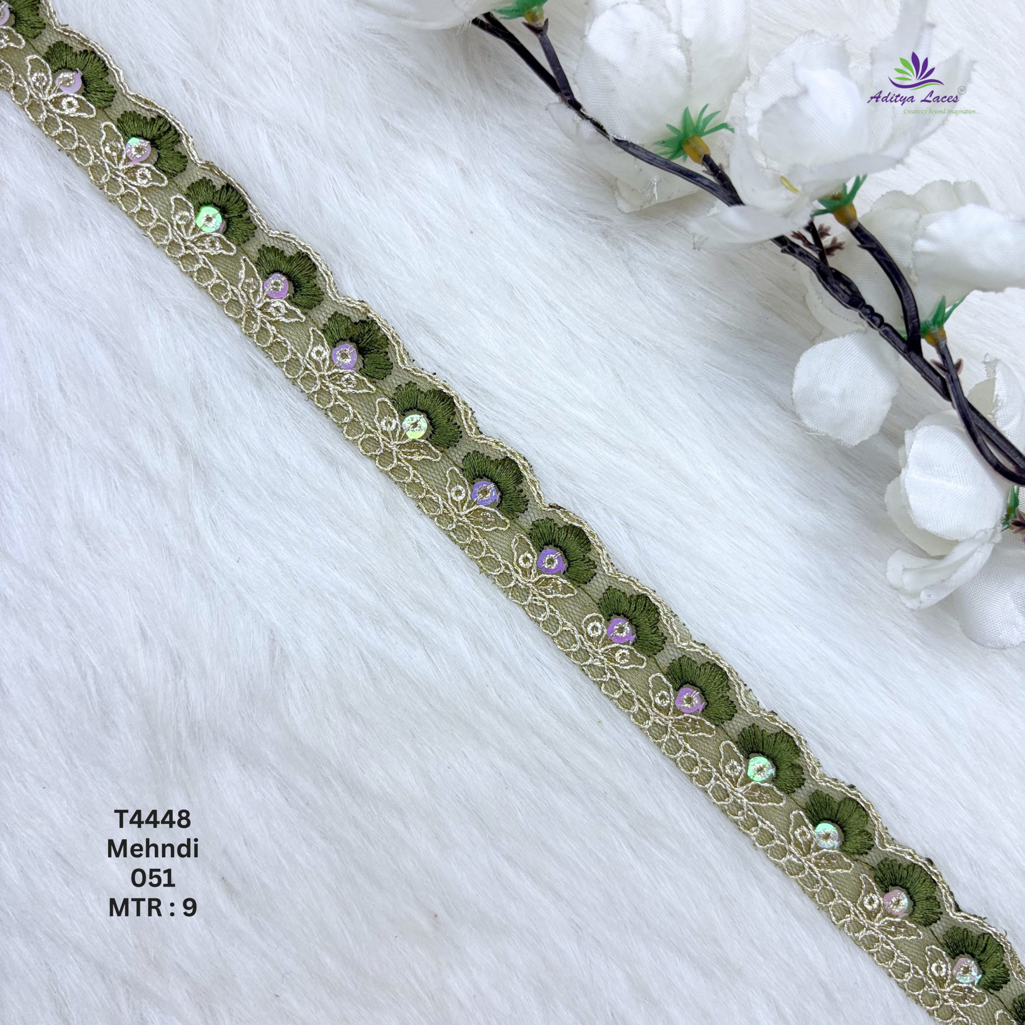 Net Floral Embroidery Lace Trim Multicolor Designer Saree Border Bridal Beads Lace Decorative Ethnic Fashion Trim