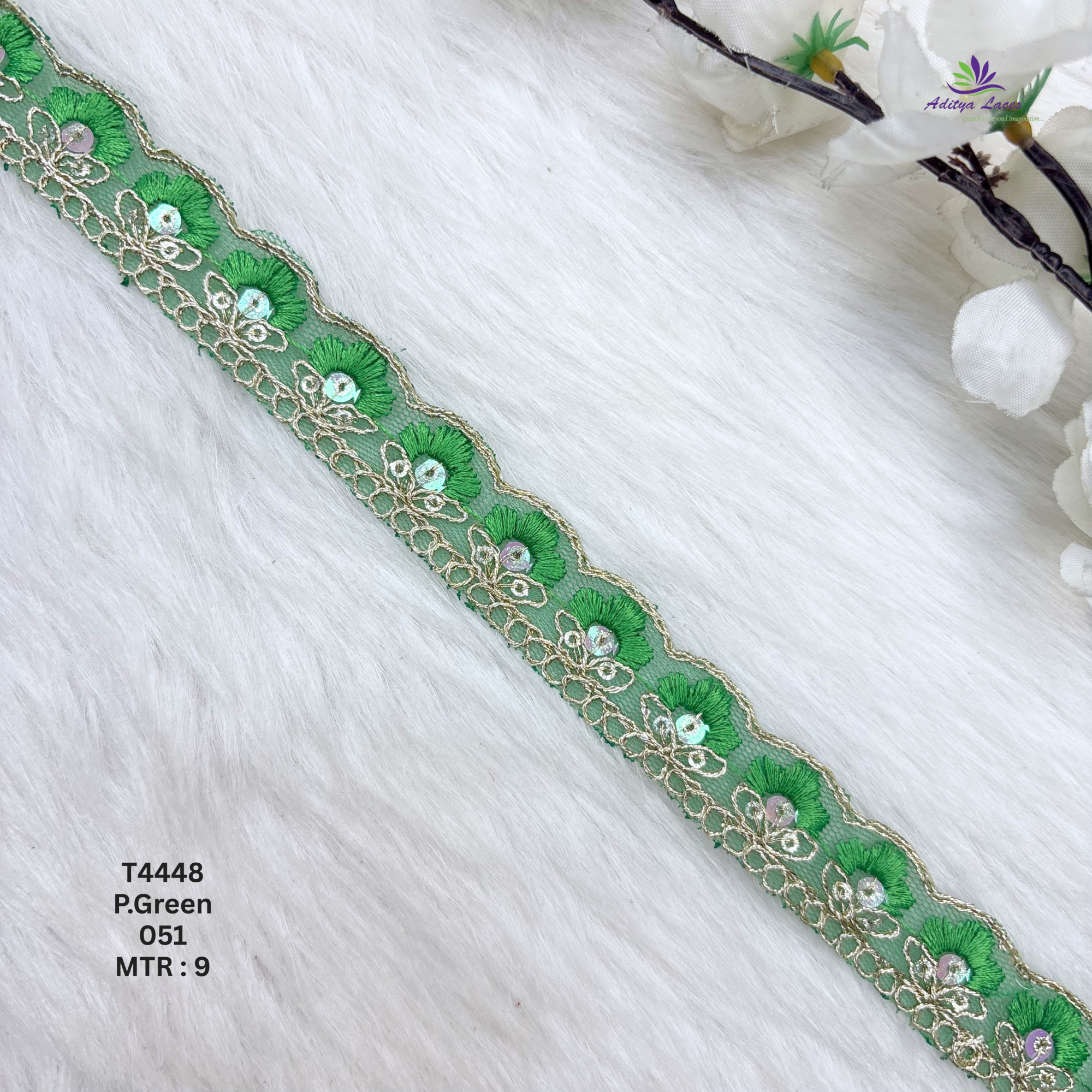 Net Floral Embroidery Lace Trim Multicolor Designer Saree Border Bridal Beads Lace Decorative Ethnic Fashion Trim