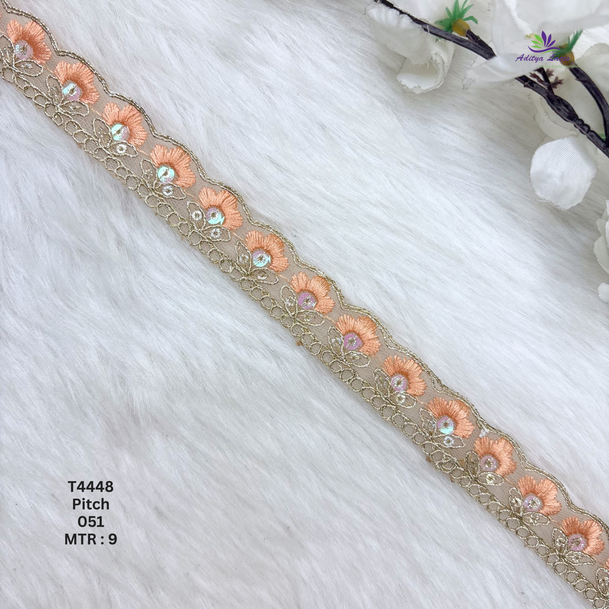 Net Floral Embroidery Lace Trim Multicolor Designer Saree Border Bridal Beads Lace Decorative Ethnic Fashion Trim