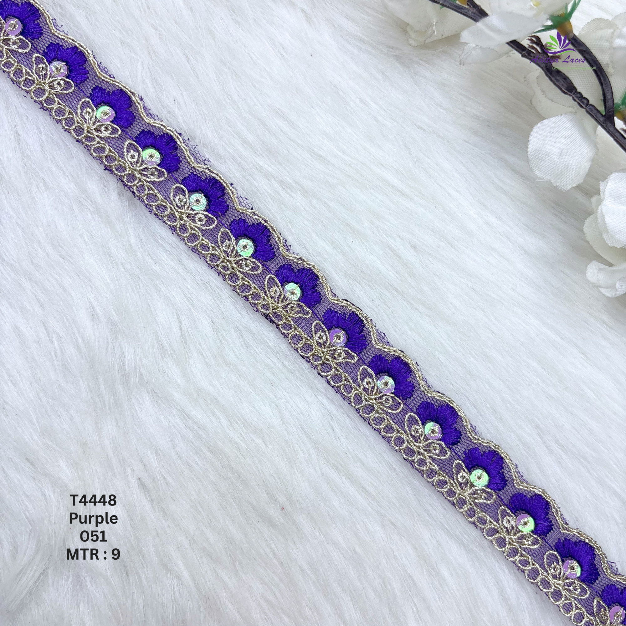 Net Floral Embroidery Lace Trim Multicolor Designer Saree Border Bridal Beads Lace Decorative Ethnic Fashion Trim