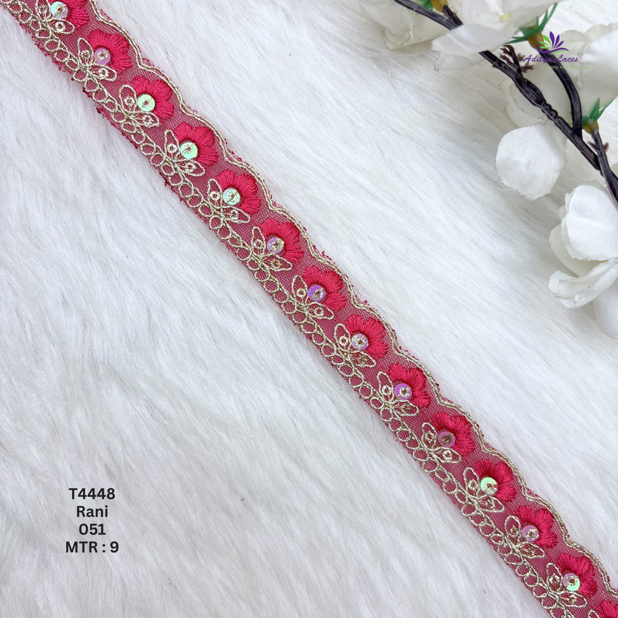 Net Floral Embroidery Lace Trim Multicolor Designer Saree Border Bridal Beads Lace Decorative Ethnic Fashion Trim