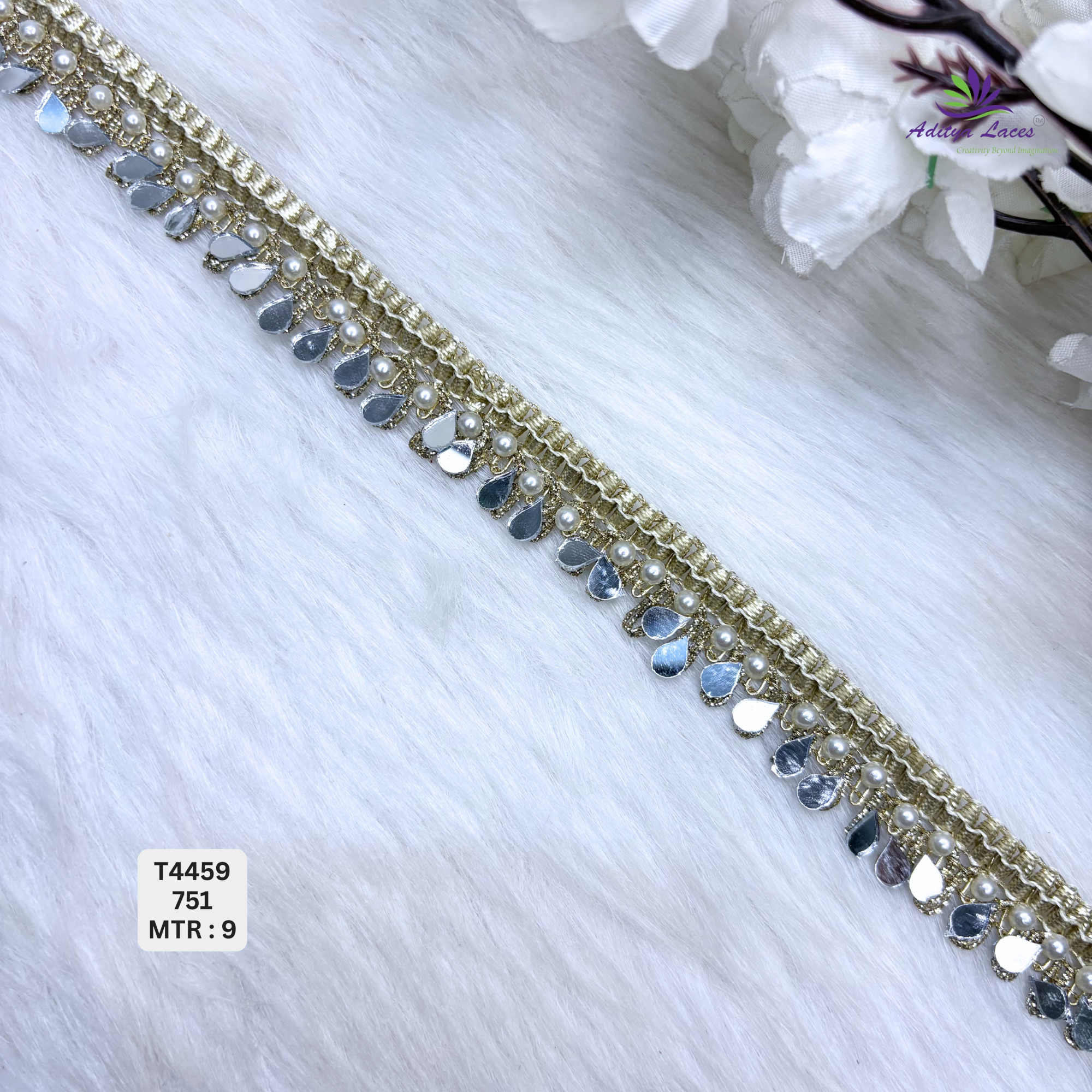 Designer Readymade Teardrop Fringe Lace Border for Saree Pallus Bridal Wear Hanging Pearl Drop Embellished Trim