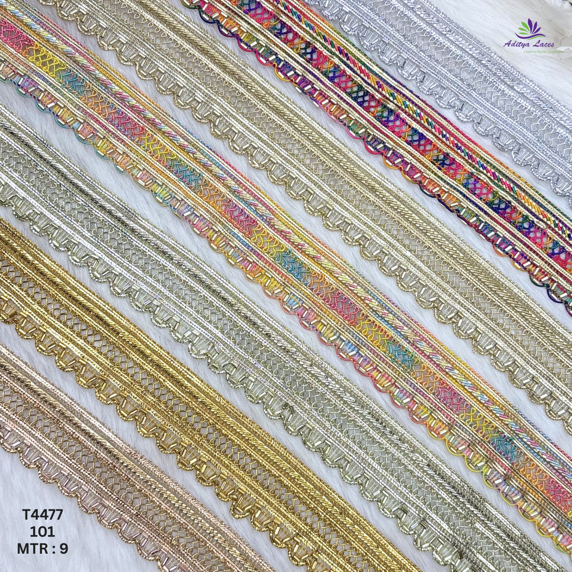 Readymade Multicolor Metallic Embroidery Lace Trim Designer Saree Border