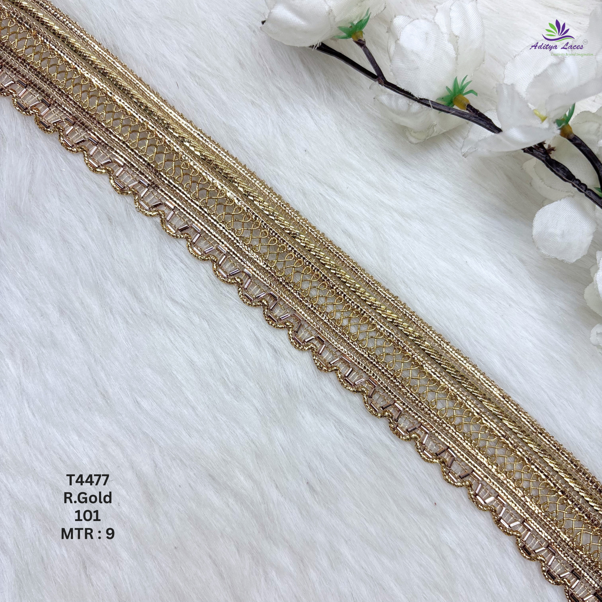Readymade Multicolor Metallic Embroidery Lace Trim Designer Saree Border