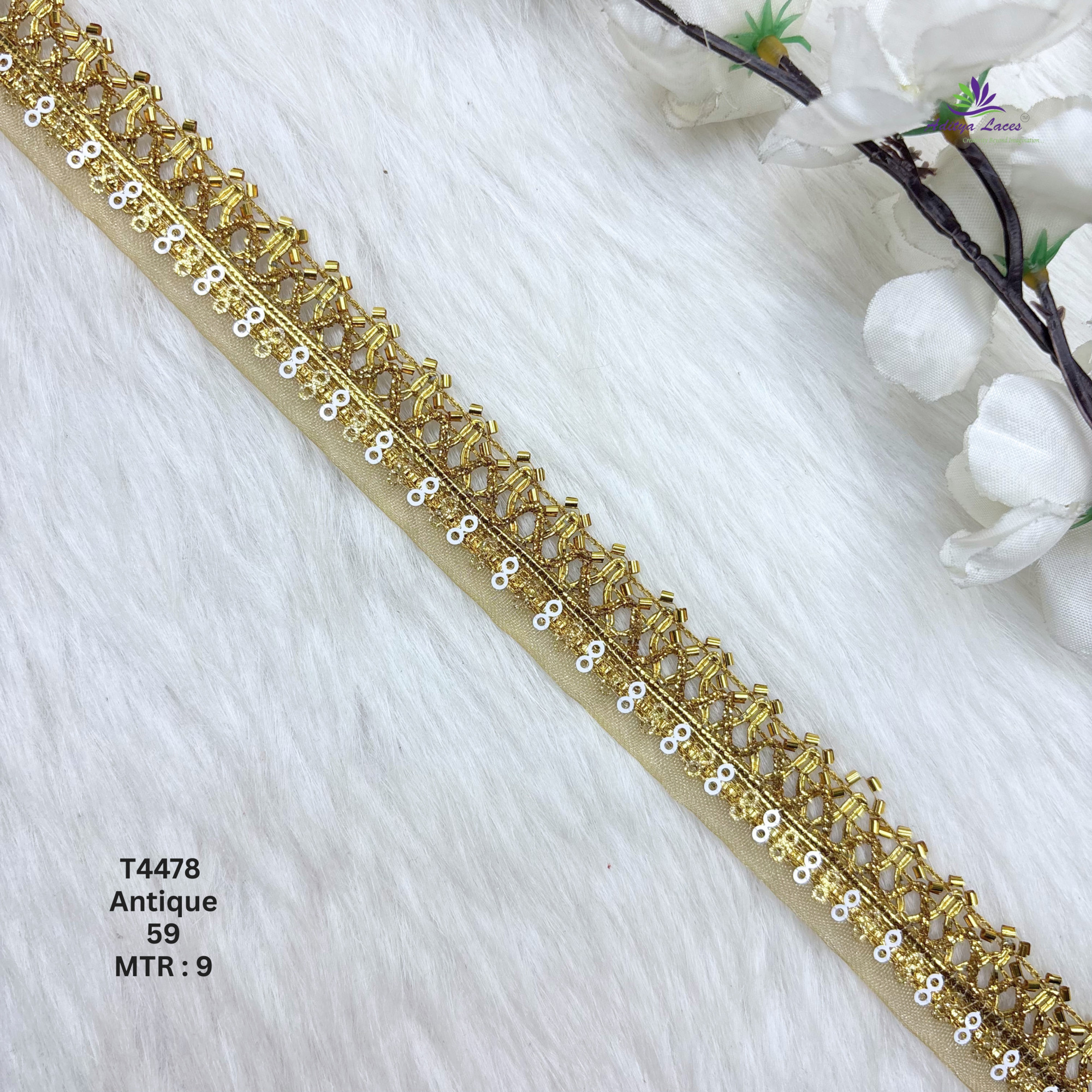 Multicolor Readymade Metallic Braided Lace Trim Designer Saree Border Bridal Decorative Beads Lace